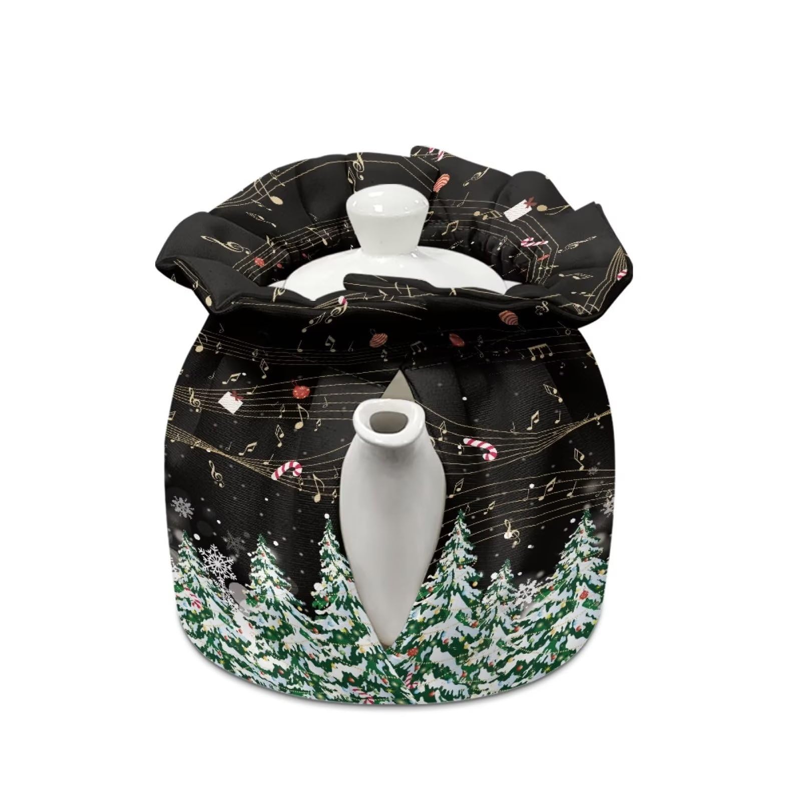 Xoenoiee Pine Tree Snow Christmas Pattern Tea Cosy - Insulated Teapot Cover & Warmer for Kitchen, Home, and Tea Parties | Perfect for Holiday Gatherings & Cozy Winter Tea Time