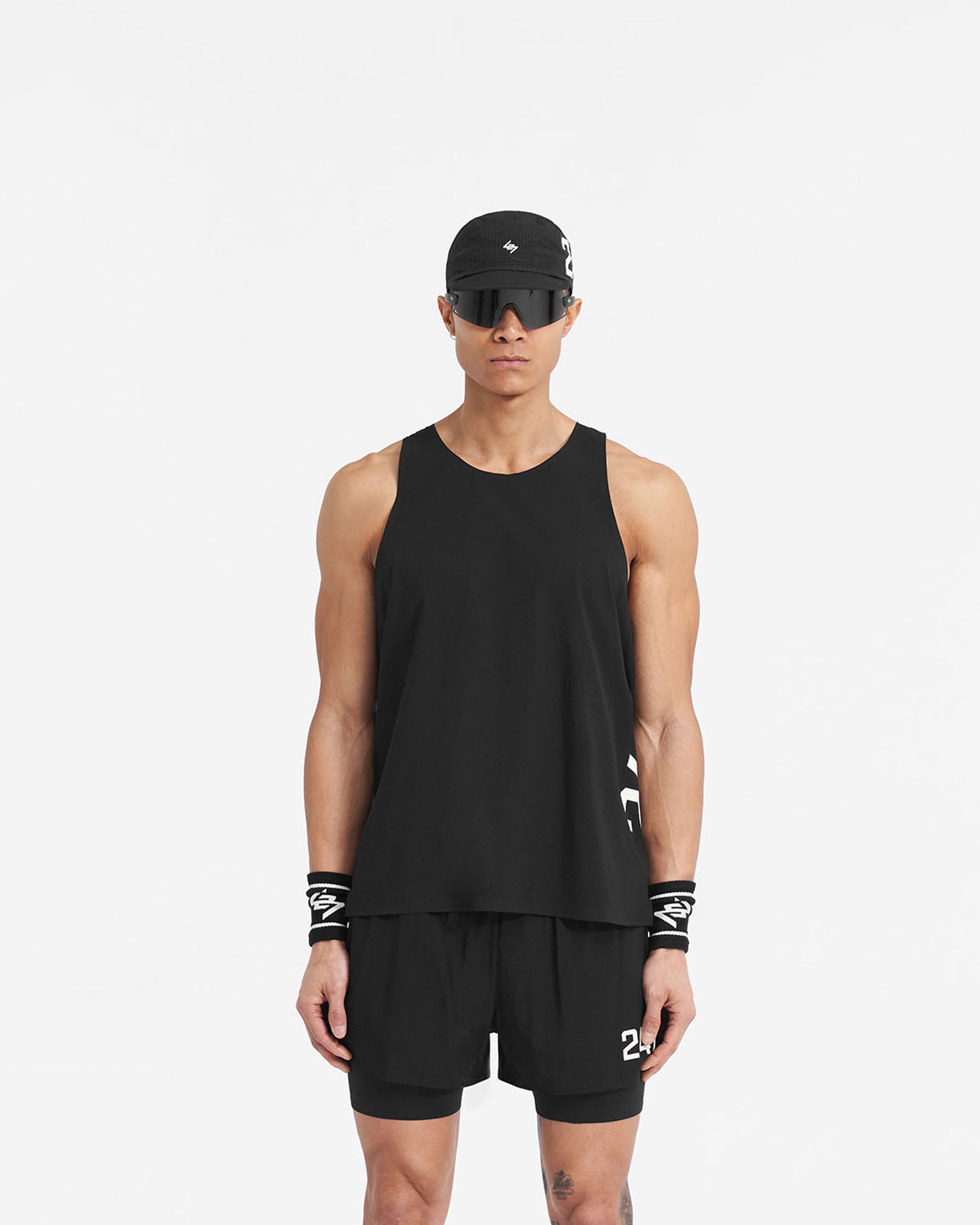 247 Singlet Jet Black - Comfortable & Breathable Men's Workout Tank Top for Gym, Running & Fitness Training