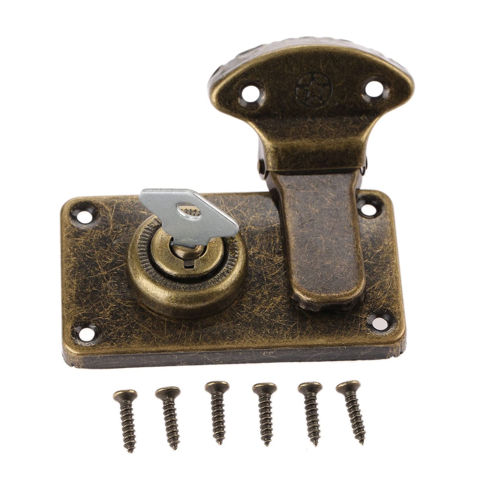 Vintage Decorative Hinge with Key and Screws - Antique Style Door Latch for Jewelry Box, Wooden Chest, Suitcase & Furniture Hardware | Perfect for DIY Projects, Home Decor & Vintage Restoration