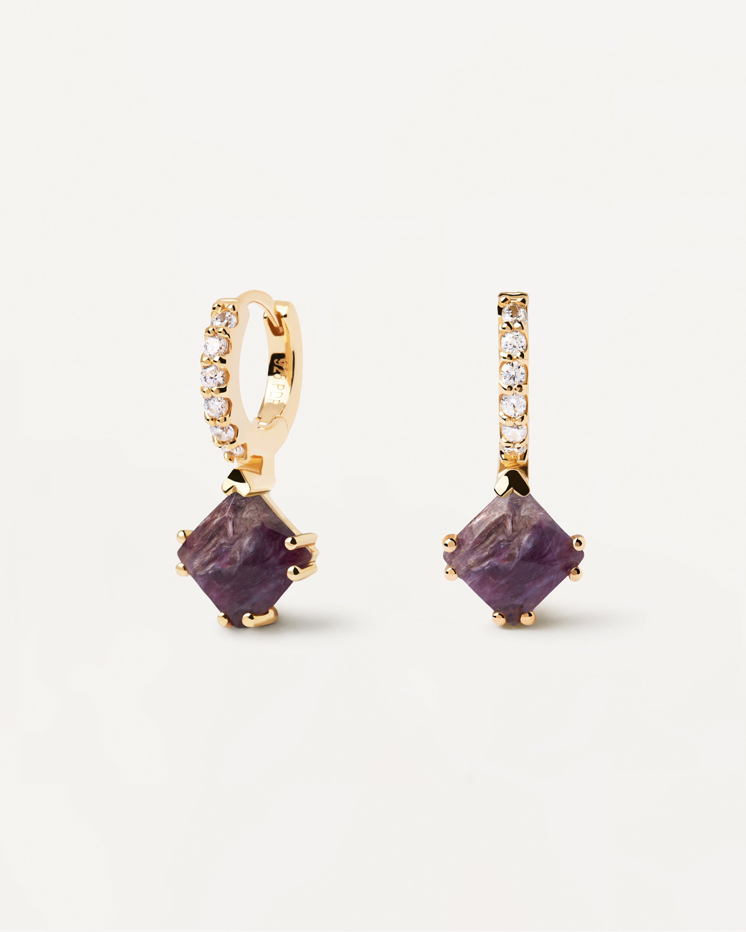 Fuji Charoite Single Earring - Natural Purple Gemstone Jewelry for Women | Perfect for Parties, Weddings & Special Occasions