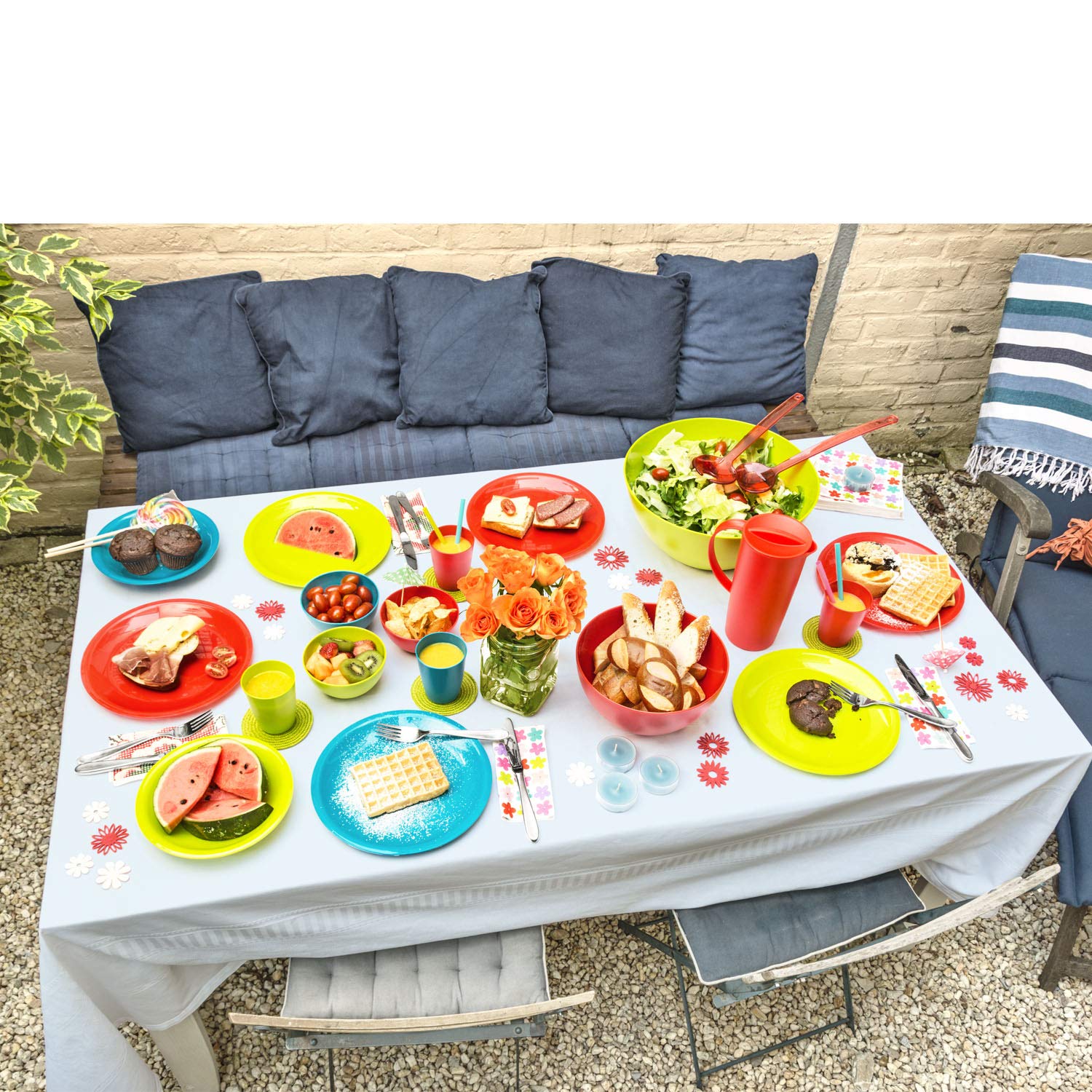 Caruba Kitchen Plate Flat - Durable Polypropylene Dishware in Aqua Blue - Perfect for Dining, Picnics & Everyday Use - One Size