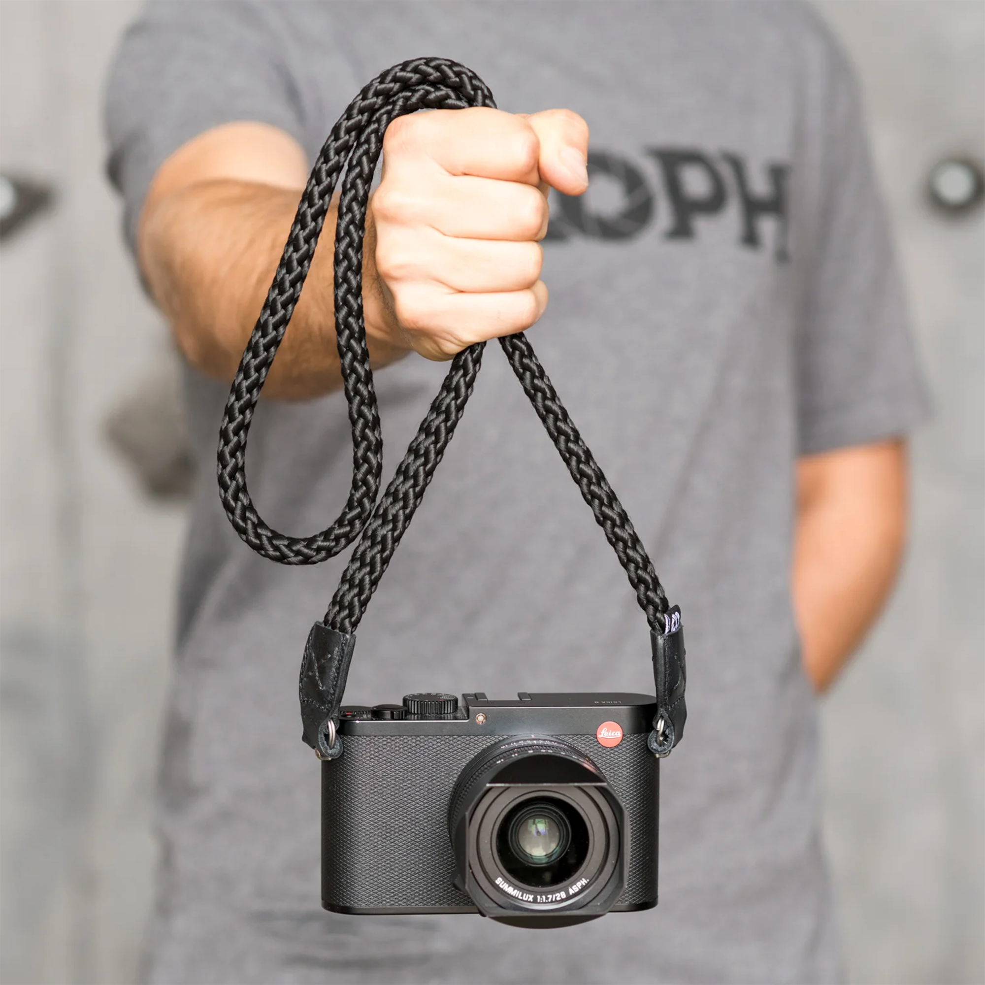Cooph Braided Camera Strap with Split Ring - 49.2 Inch (125cm) Adjustable Neck Strap for DSLR & Mirrorless Cameras - Durable & Comfortable Black Camera Neck Strap for Travel & Photography