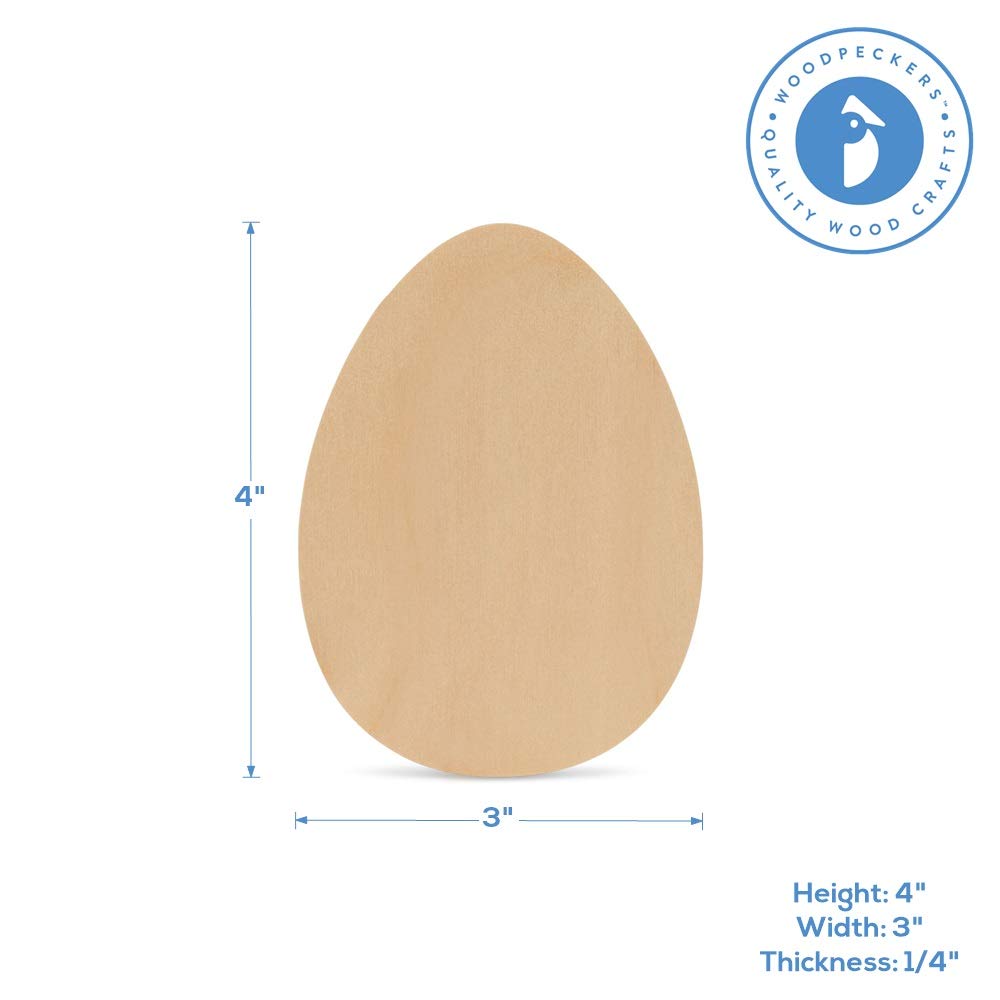 6 Pack Smooth Easter Egg Cutouts 4x3 Inch - Easy to Paint Wooden Easter Decorations for DIY Crafts, Kids Activities & Spring Home Decor