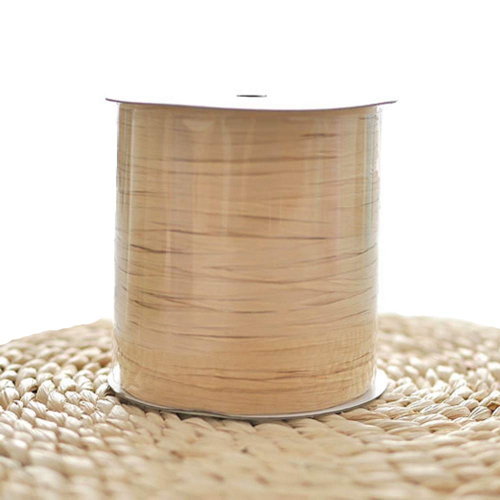 Natural Buckwheat Cotton Raffia Yarn - 250M/273Yds for Crochet, Summer Sun Hats, Straw Crafts & Eco-Friendly Gift Wrapping - DIY Paper Ribbon & Packing Material for Beach Accessories & Home Decor