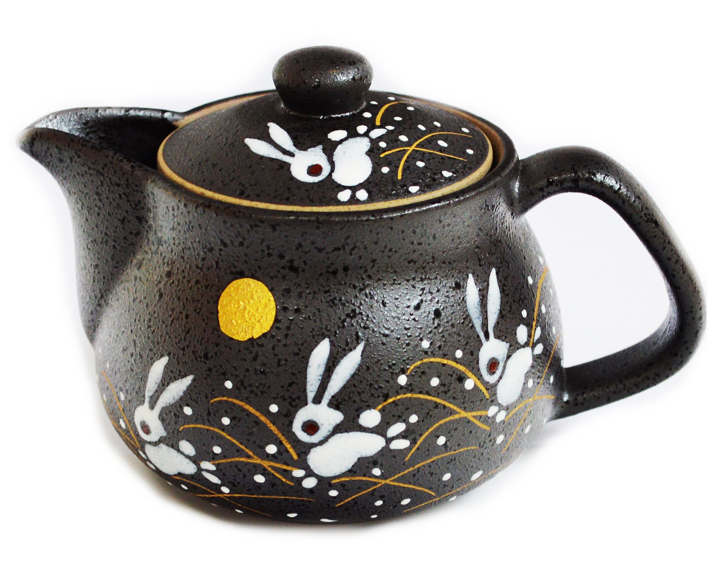Premium Japanese Kutani Rabbit Teapot with Built-in Tea Strainer - Elegant Ceramic Pot for Green Tea, Herbal Tea & Home Decor