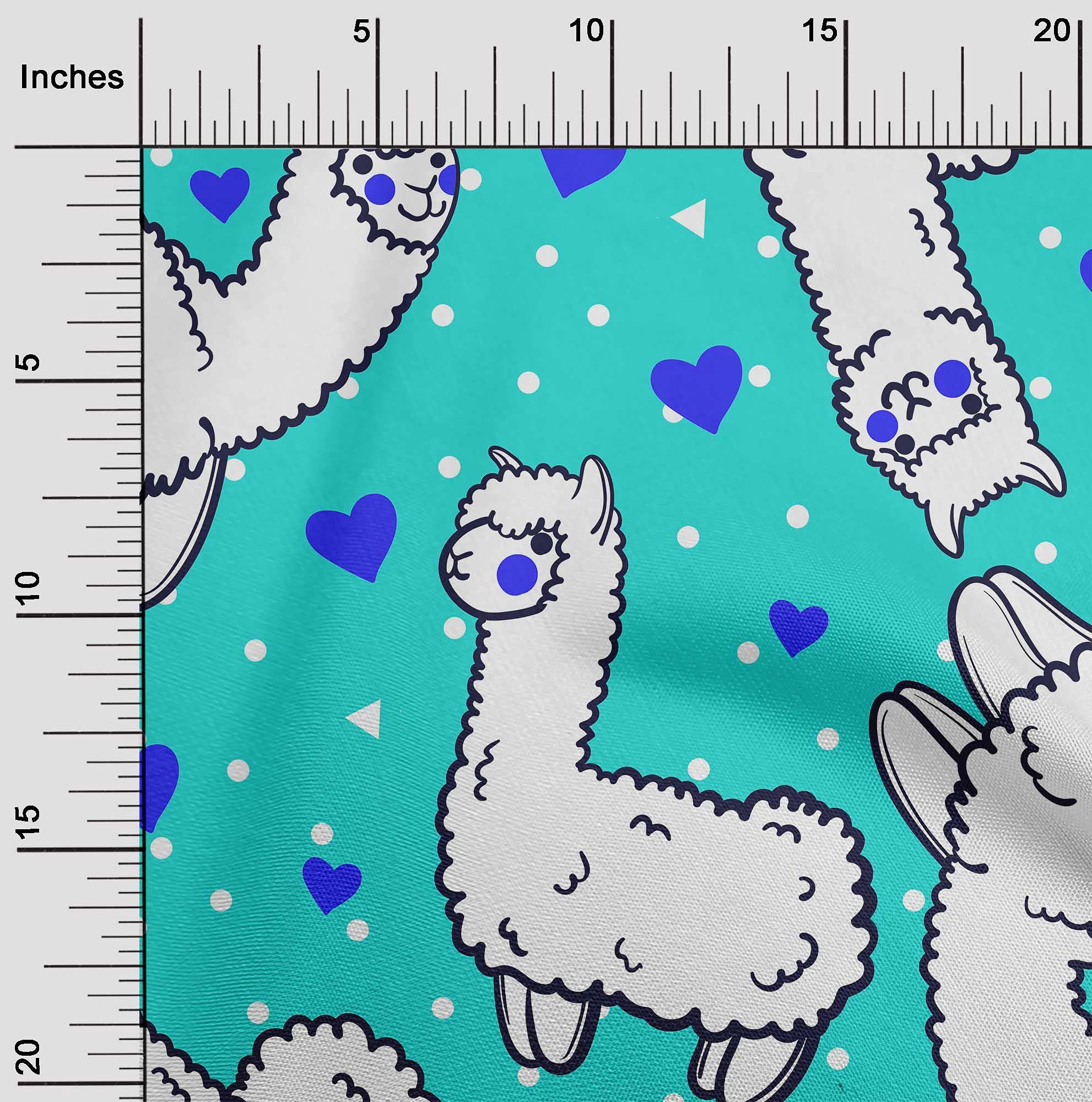 Velvet Turquoise Green Fabric for Sewing - 58 Inch Wide Printed Craft Fabric by The Yard | Soft Sheep Nursery Decor Material for DIY Projects, Quilting & Home Decoration