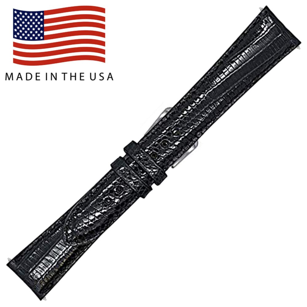 Exotic Genuine Lizard Leather Watch Band with Hand-Painted Edges - 2 Interchangeable Silver & Gold Buckles + Spring Bars Included | Premium Watch Strap Replacement for Men & Women | Perfect for Dress Watches, Business Attire & Special Occasions