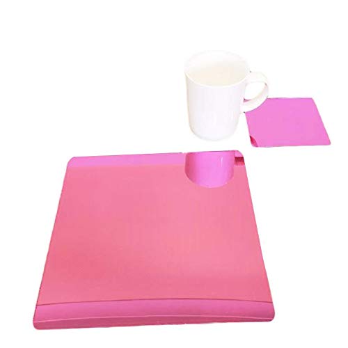 Pink Mirror Square Placemat and Coaster Set - 8 Placemats & 8 Coasters for Dining Table Decor - Modern Kitchen Accessories for Parties, Home, Restaurant Use