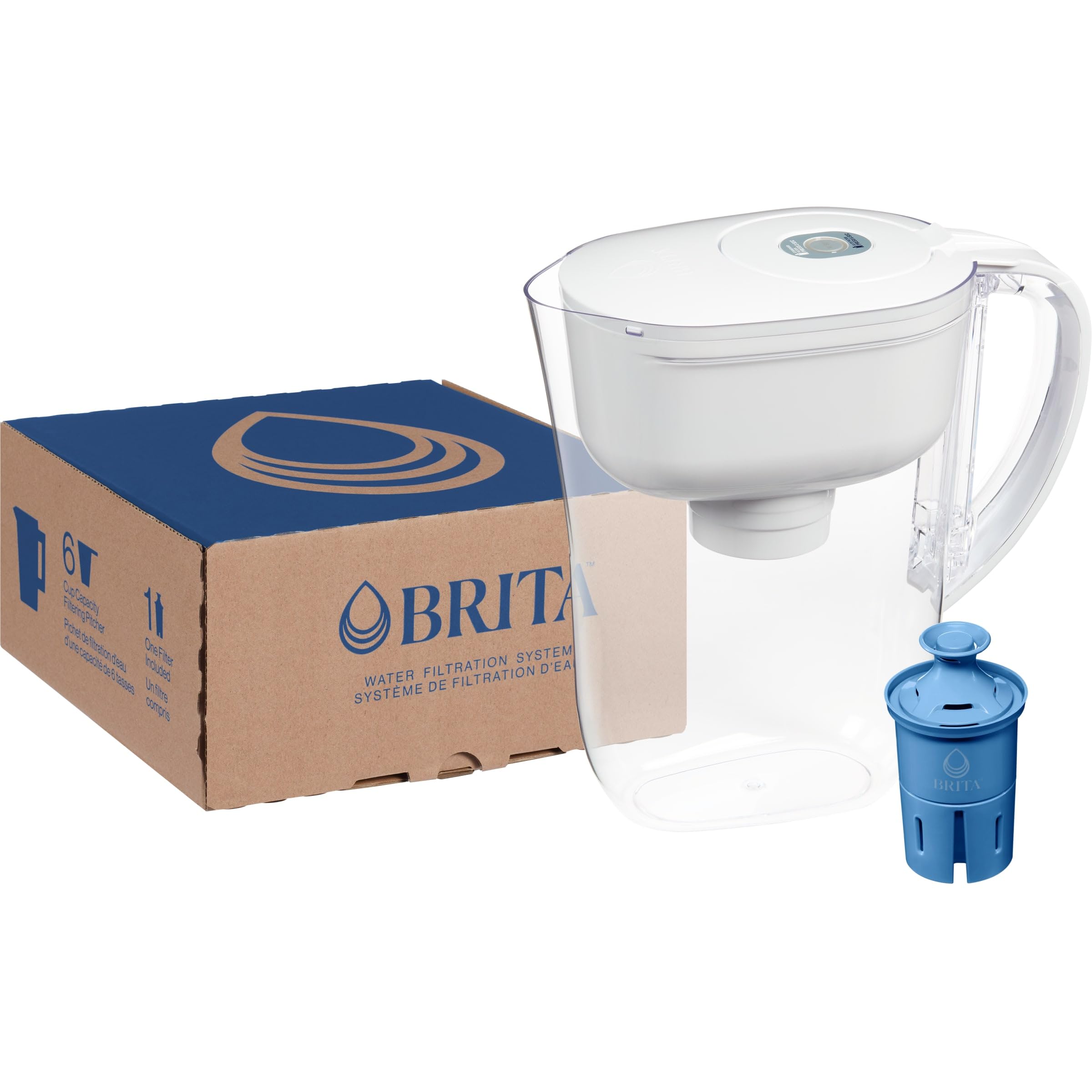 Brita Metro Elite Water Filter Pitcher - 6 Cup White | 99% Lead Removal | Includes 1 Filter | Perfect for Home, Office & Travel | Clean Drinking Water Solution