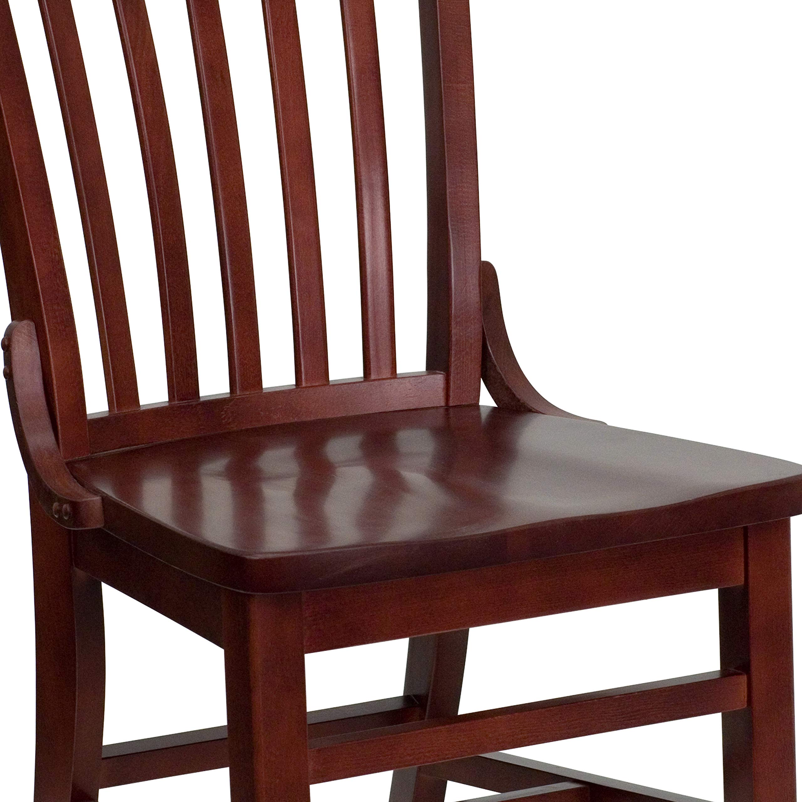 Premium Mahogany Wood School House Chair - Classic Wooden Dining Chair for Home, Office, and Classroom Use