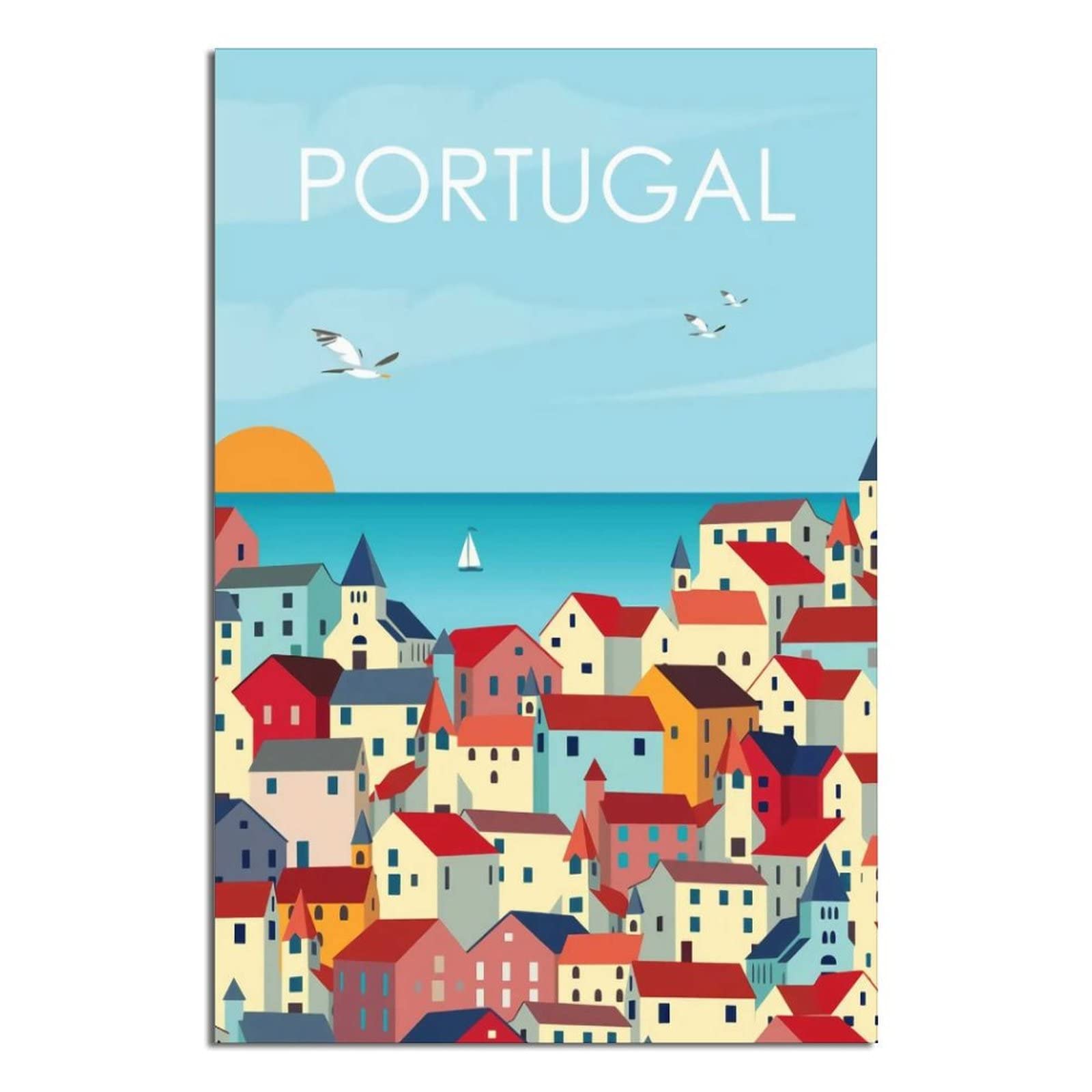 Vintage Portugal Travel Posters - Canvas Wall Art Prints for Home Decor (20x30cm/8x12in) - Perfect for Living Room, Bedroom & Bathroom Decoration | Scenic European House Paintings & Pictures | Ideal for Travel Lovers & Interior Design