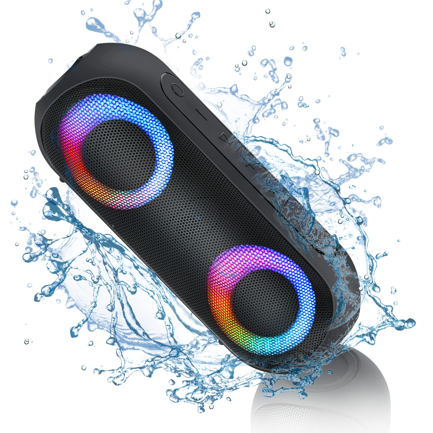 30W Portable Bluetooth Speaker with RGB Multi-Color Rhythm Lights - IPX7 Waterproof, 100FT Wireless Range, 1000min Playtime - Perfect for Shower, Pool Parties & Outdoor Adventures