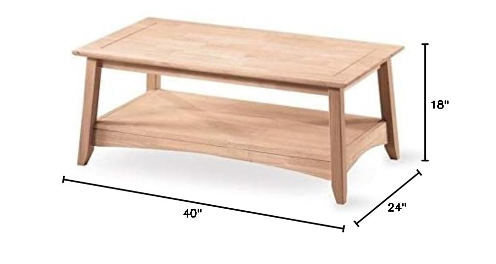 Pemberly Row Modern Rectangular Coffee Table - Solid Wood Living Room Furniture for Home Decor, Sofa Table, and Lounge Use