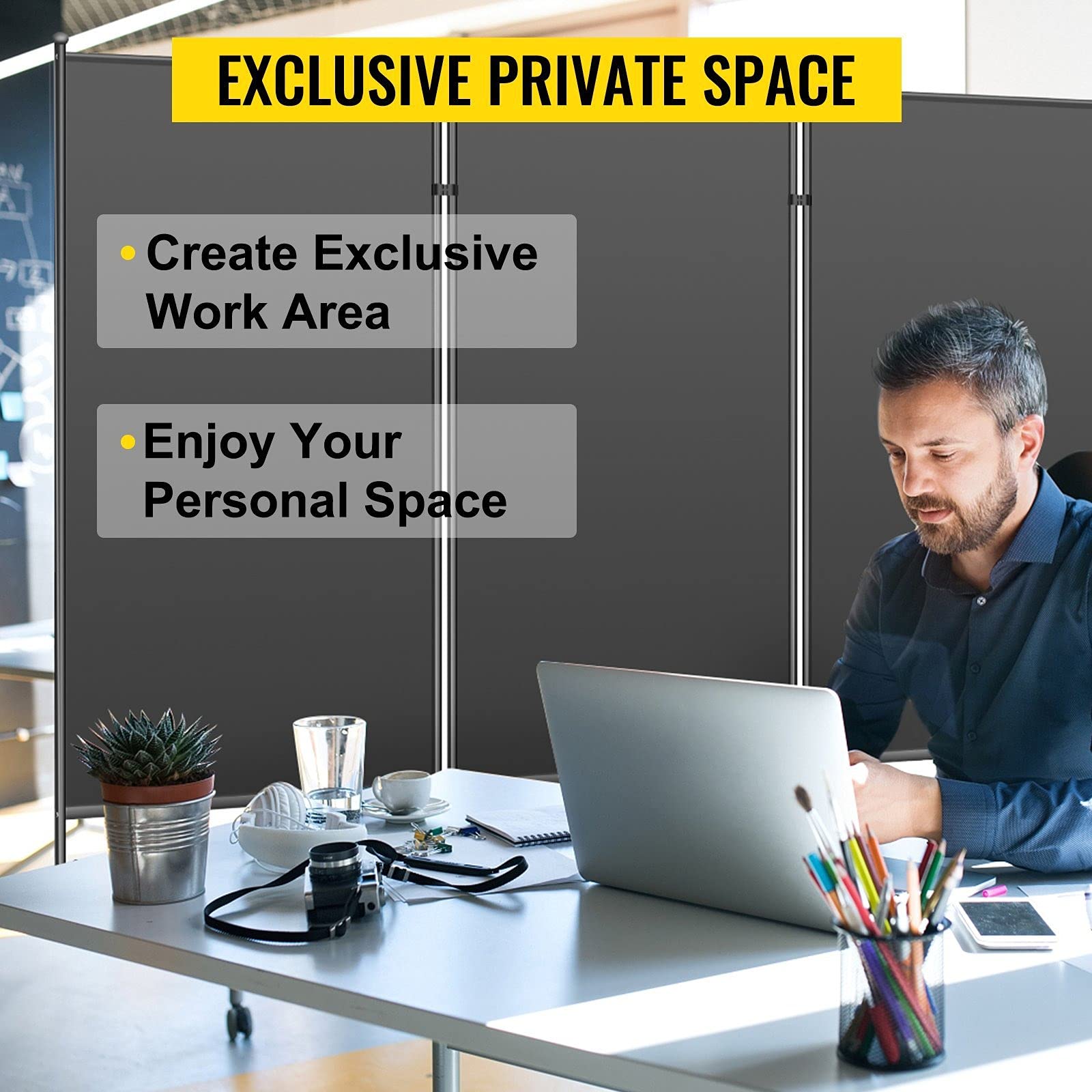3-Panel Room Divider on Wheels - 102