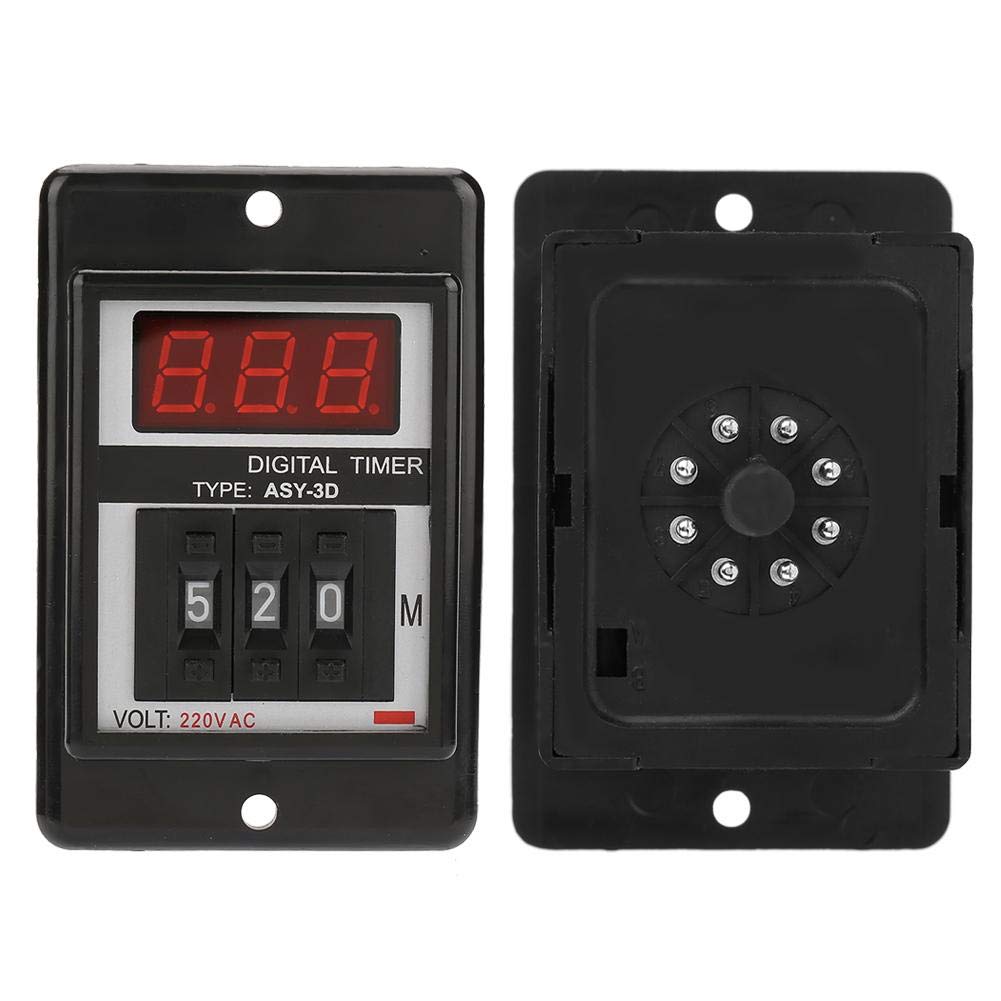 8 Pin Timer Relay Module - Digital Display Delay On Timer 0-199 Minutes, 220V AC (ASY-3D) for Industrial Automation, HVAC Systems & Electrical Control Panels
