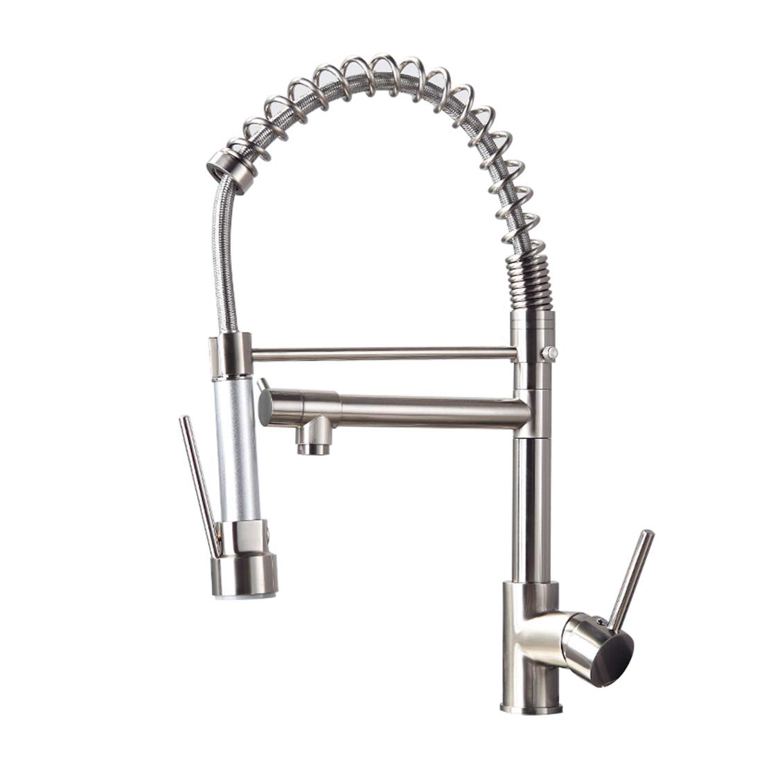 Brushed Nickel Single Handle Kitchen Sink Faucet with Pull Down Sprayer for Modern Kitchens