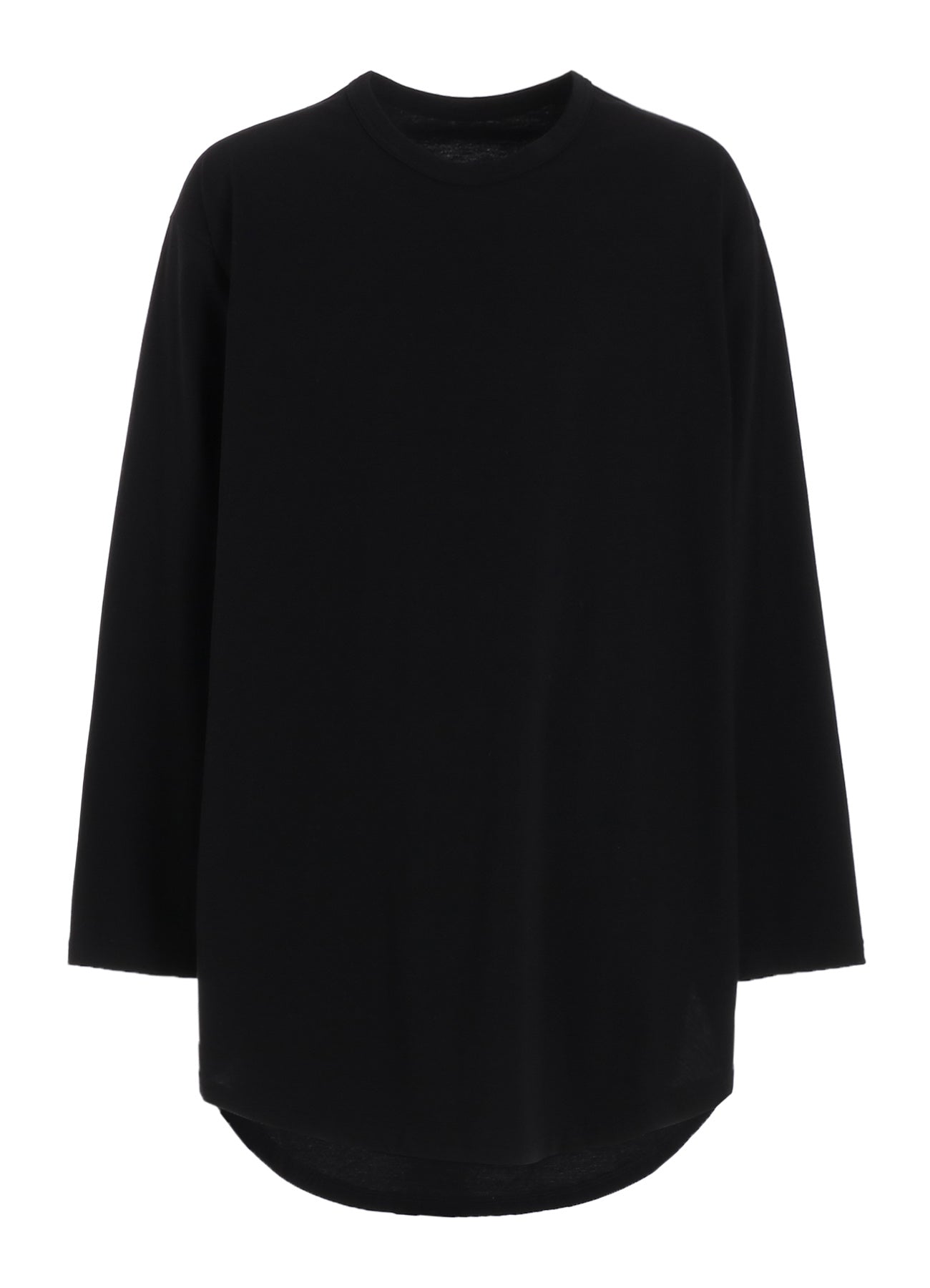Soft Cotton Jersey Round Hem Jumbo T-Shirt with Long Sleeves - Comfortable Oversized Casual Top for Everyday Wear