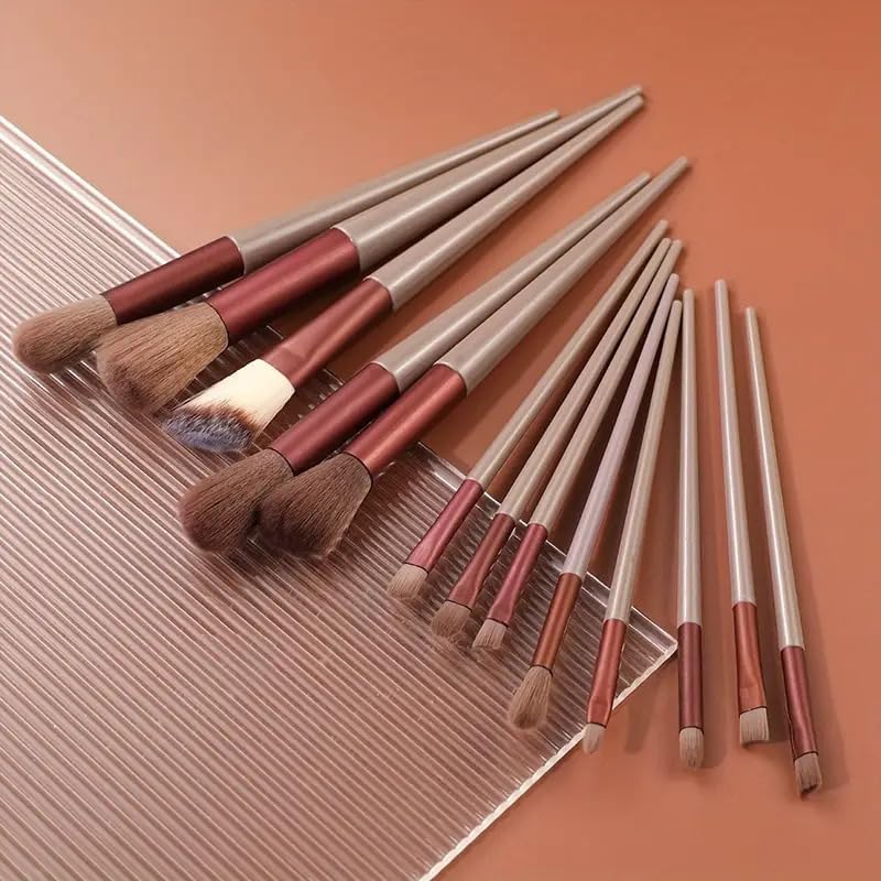 MKSL 13-Piece Professional Makeup Brush Set - Foundation, Eyeshadow, Blending Brushes with Travel Pouch | Vegan & Cruelty-Free Makeup Tools for Beginners & Professionals | Perfect for Everyday Makeup, Contouring, and Beauty On-The-Go (Multi-Color)