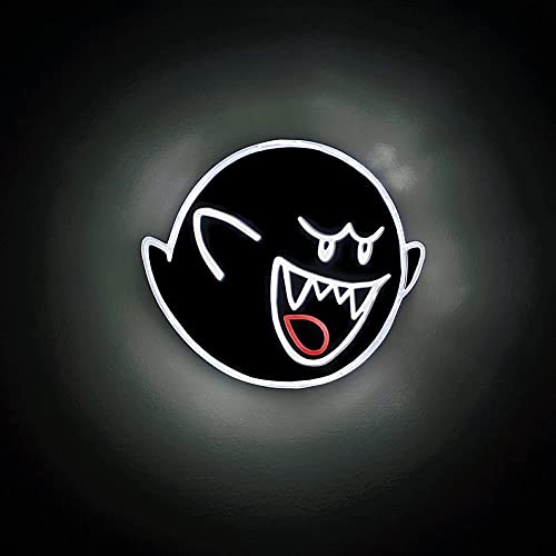 18x16 Inch Super Mario Boo Ghost LED Neon Sign - Vivid Bright Wall Decor Light for Game Room, Bedroom & Bar - Perfect Gift for Gamers & Nintendo Fans