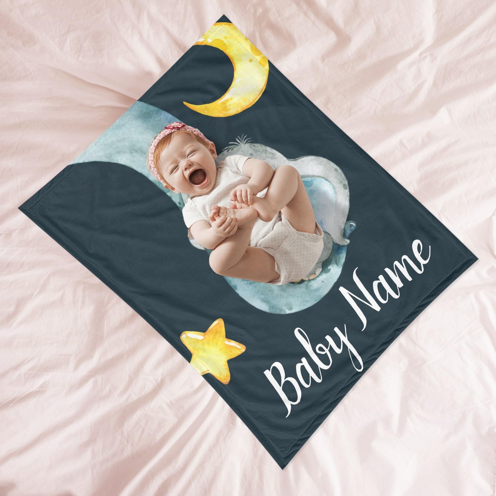Personalized Baby Blanket with Name - Custom Elephant Blanket for Girls & Boys | Super Soft Newborn Blanket | Neutral Nursery Decor | Perfect Baby Shower Gift & Nursery Essential