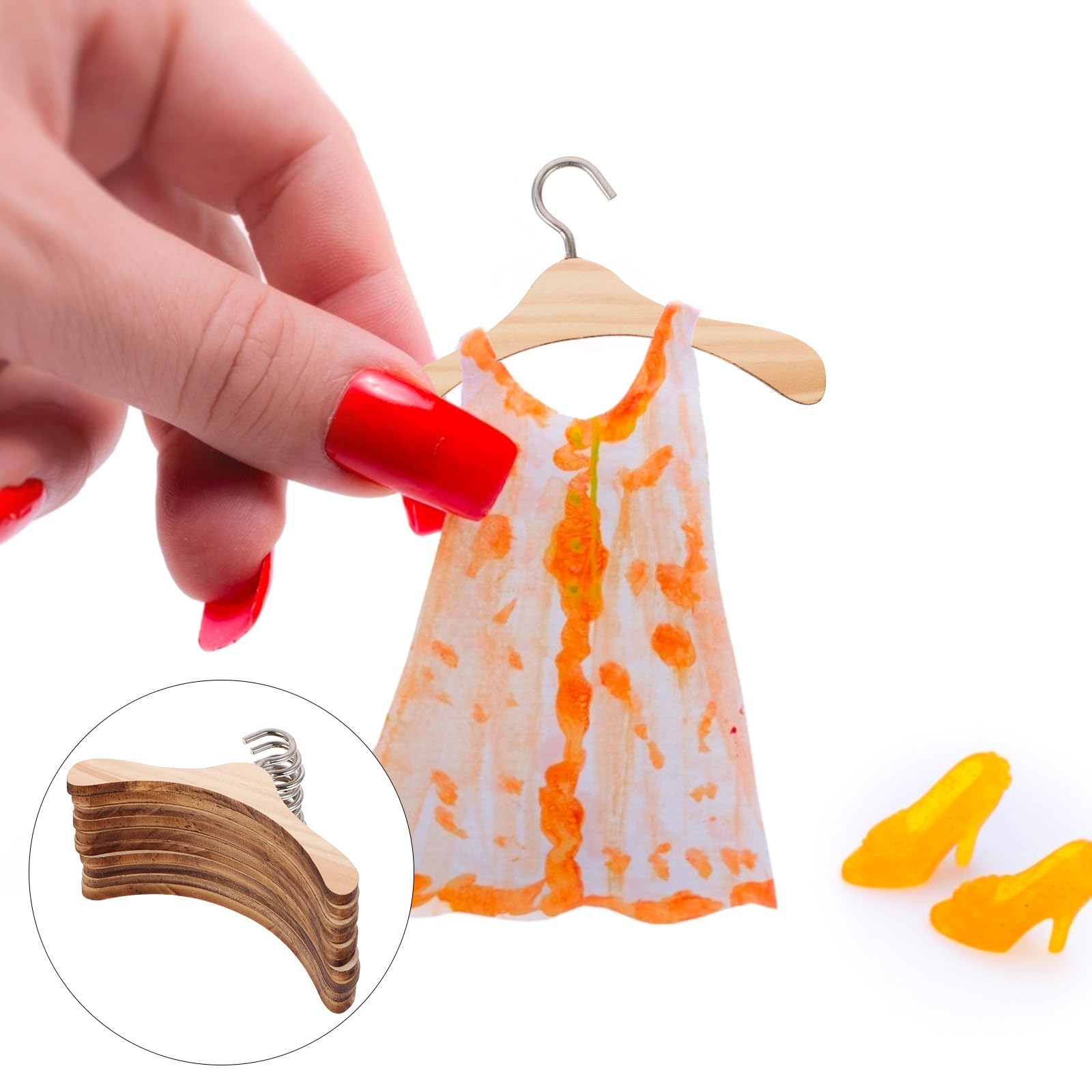 10pcs Mini Wooden Doll Clothes Hangers - 10cm Tiny Hangers for Dollhouse Wardrobe, Doll Closet Accessories - Perfect for Barbie, American Girl & DIY Doll Clothes Organization