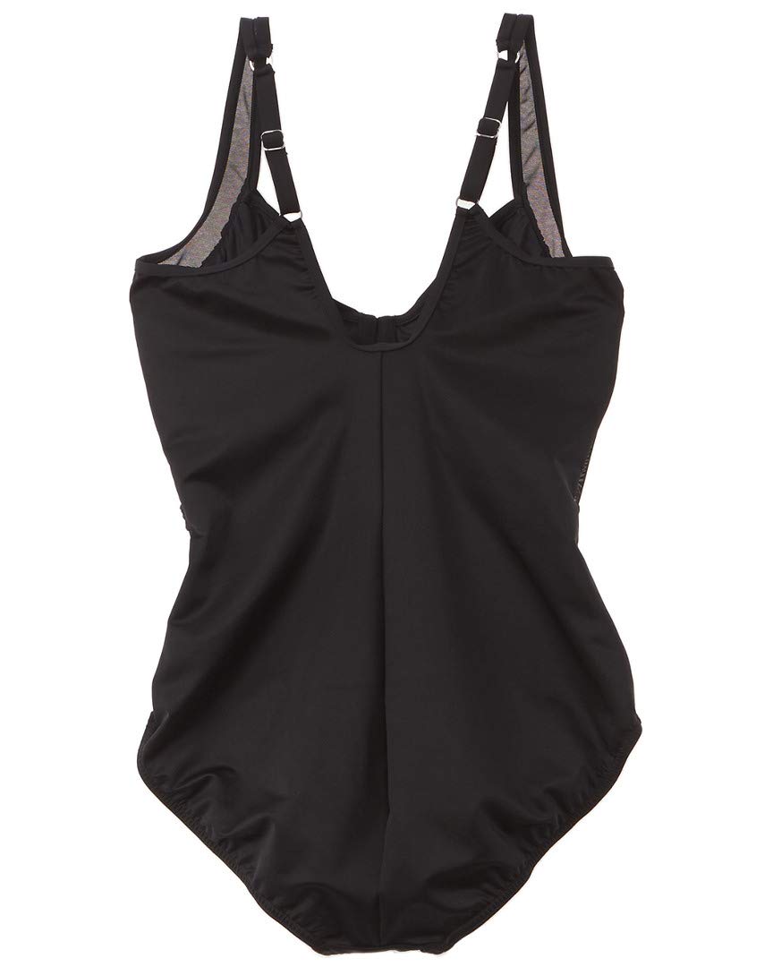 Miraclesuit Women's Solid 17 Madero One-Piece Swimsuit - Size 14 in Black | Slimming & Tummy Control Swimwear for Beach, Pool & Vacation