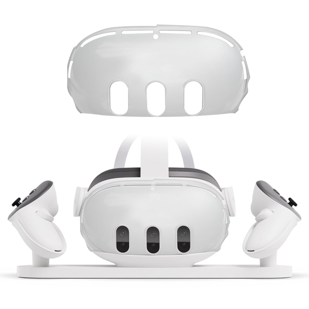 Meta Quest 3 VR Headset Protective Accessories - Durable Polycarbonate Transparent Dustproof Cover Case for Meta Quest 3 (White) - Perfect for Gaming, VR Experiences & Travel Protection