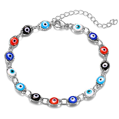 C1:silver colorful evil eye bracelet