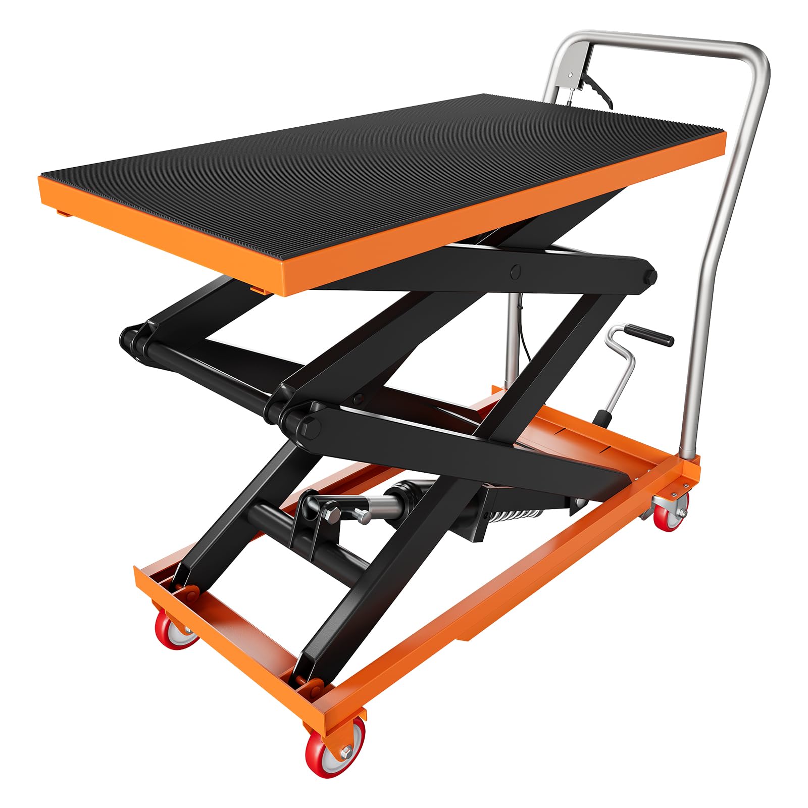 GARVEE 330lbs Capacity Hydraulic Lift Table Cart - Manual Double Scissor Lift with Non-Slip Pad for Warehouse, Workshop & Garage - Heavy Duty Material Handling & Transportation Equipment (50