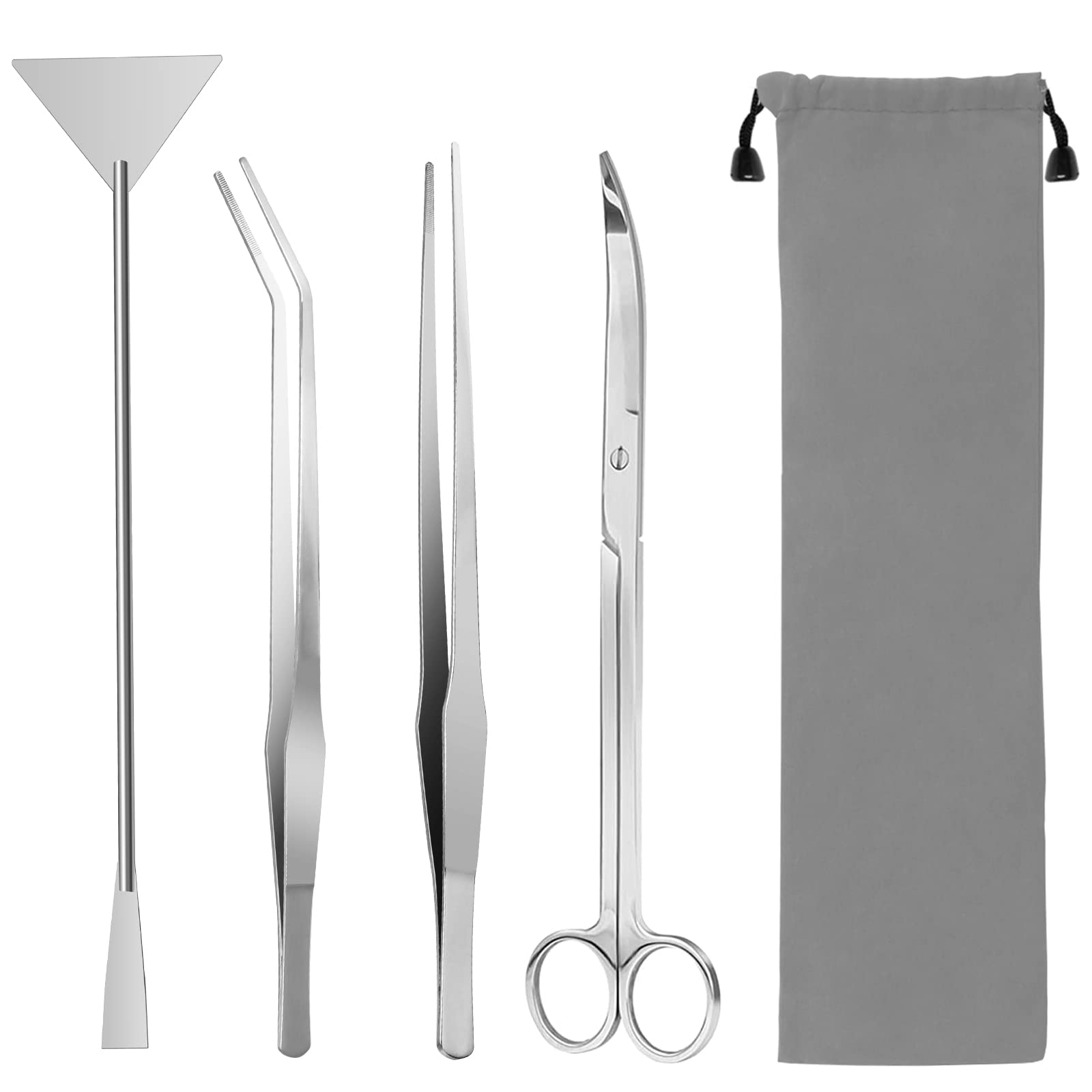Premium 4-in-1 Stainless Steel Aquarium Tools Kit - Anti-Rust Aquatic Plant Scissors, Tweezers, Spatula for Fish Tank Cleaning & Aquascaping | Perfect for Freshwater Planted Tanks, Nano Aquariums & Aquascaping Enthusiasts