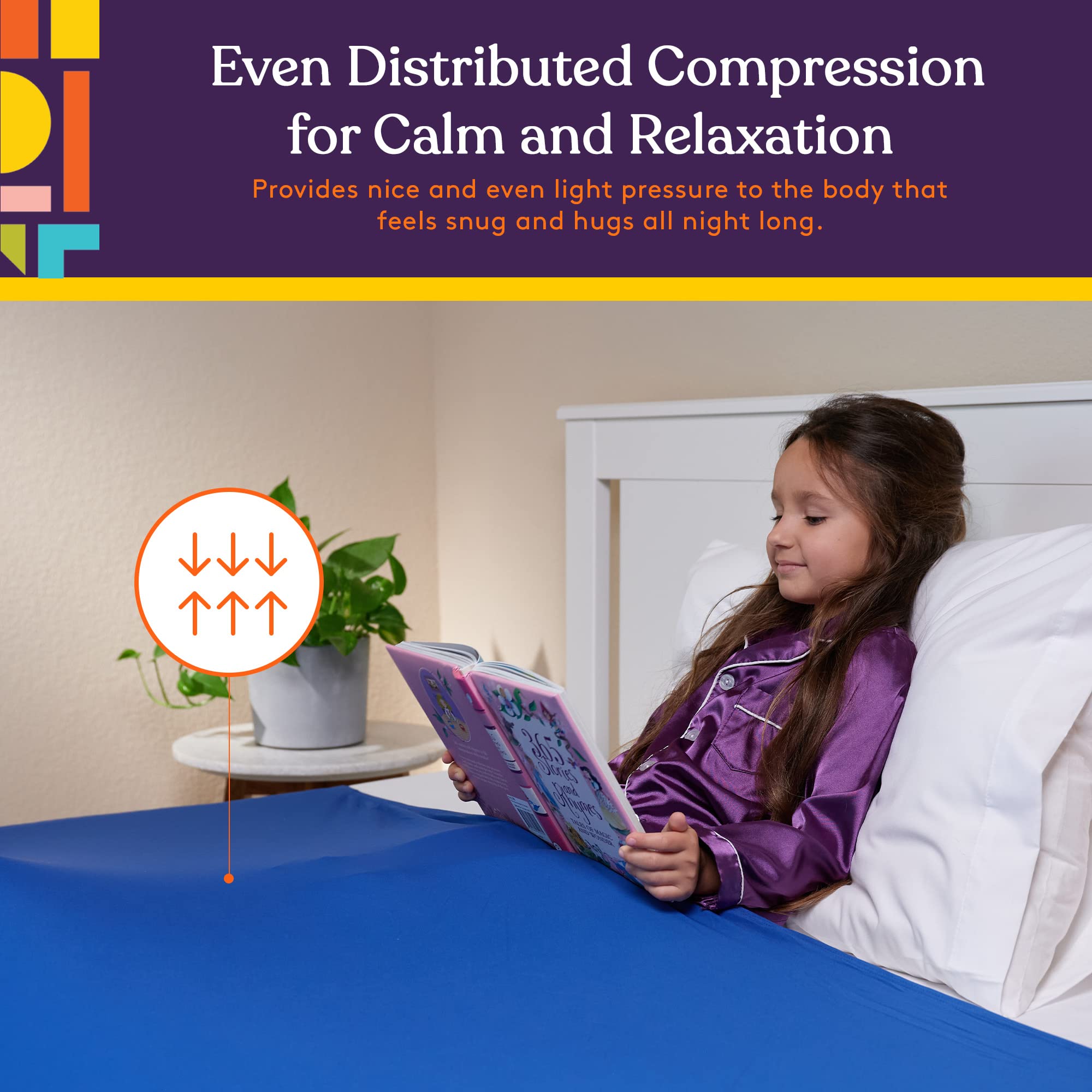 Breathable Stretchy Sensory Bed Sheet for Kids - Cooling Comfortable Compression Alternative to Weighted Blankets - Twin Size Blue Bedding - Perfect for Calming ADHD, Autism & Anxiety Relief