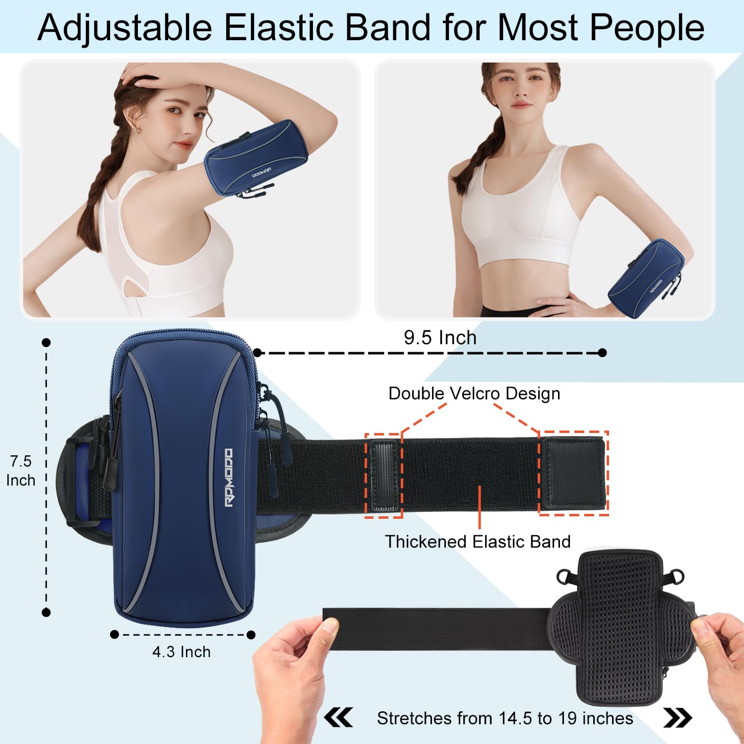 Running Armband Phone Holder with Crossbody Strap - Compatible with iPhone 15 14 13 Pro Max & Samsung Galaxy S24 S23 - Lightweight 2-Pocket Design for 7.2