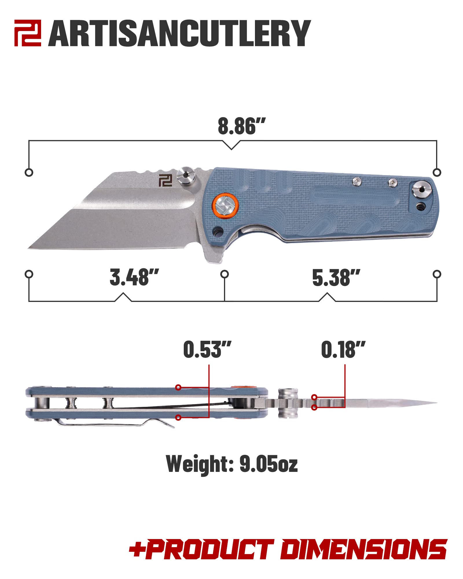 ARTISANCUTLERY Proponent Folding Knife - D2 Steel Blade, G10 Handle, Tactical EDC Knife for Hunting, Camping, Survival & Outdoor Adventures | Compact Fixed Blade Pocket Knife for Everyday Carry, Bushcraft & Emergency Situations