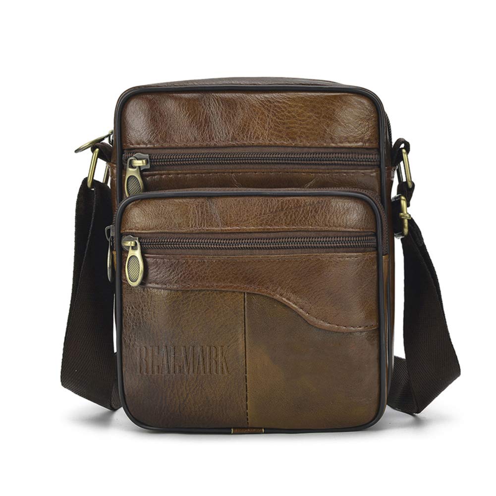 Genuine Leather Crossbody Bag for Men - Stylish Messenger Shoulder Bag with Multiple Pockets - Perfect for Business, Travel & Daily Use