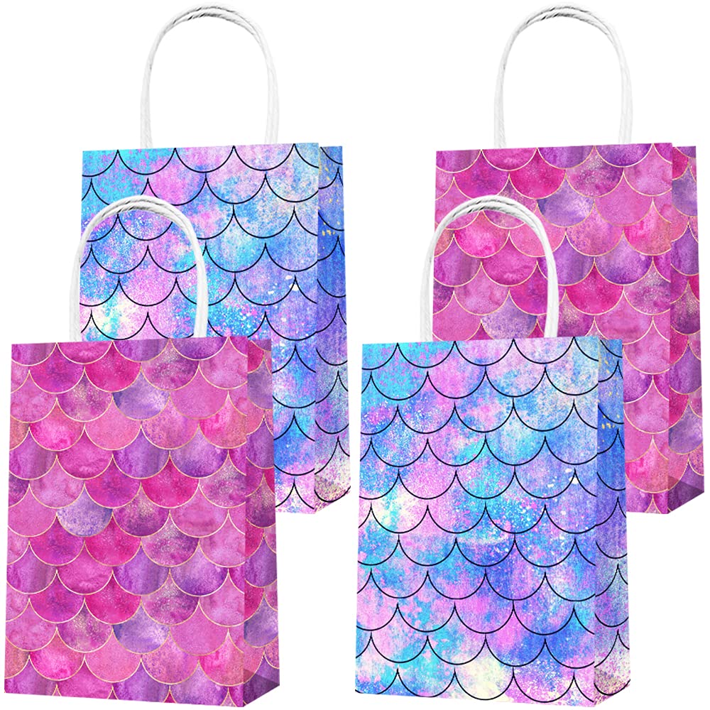 16PCS Mermaid Party Favor Bags - Cute Mermaid Themed Goodie Bags for Candy, Treats & Gifts - Perfect for Kids & Adults Birthday Parties, Baby Showers & Themed Events (Mermaid Decorations & Party Supplies)