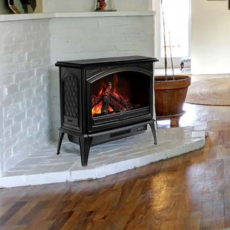 Sierra Flame Lynwood Freestanding Electric Fireplace Stove with Cast Iron Frame - Perfect for Living Room, Bedroom & Office Heating