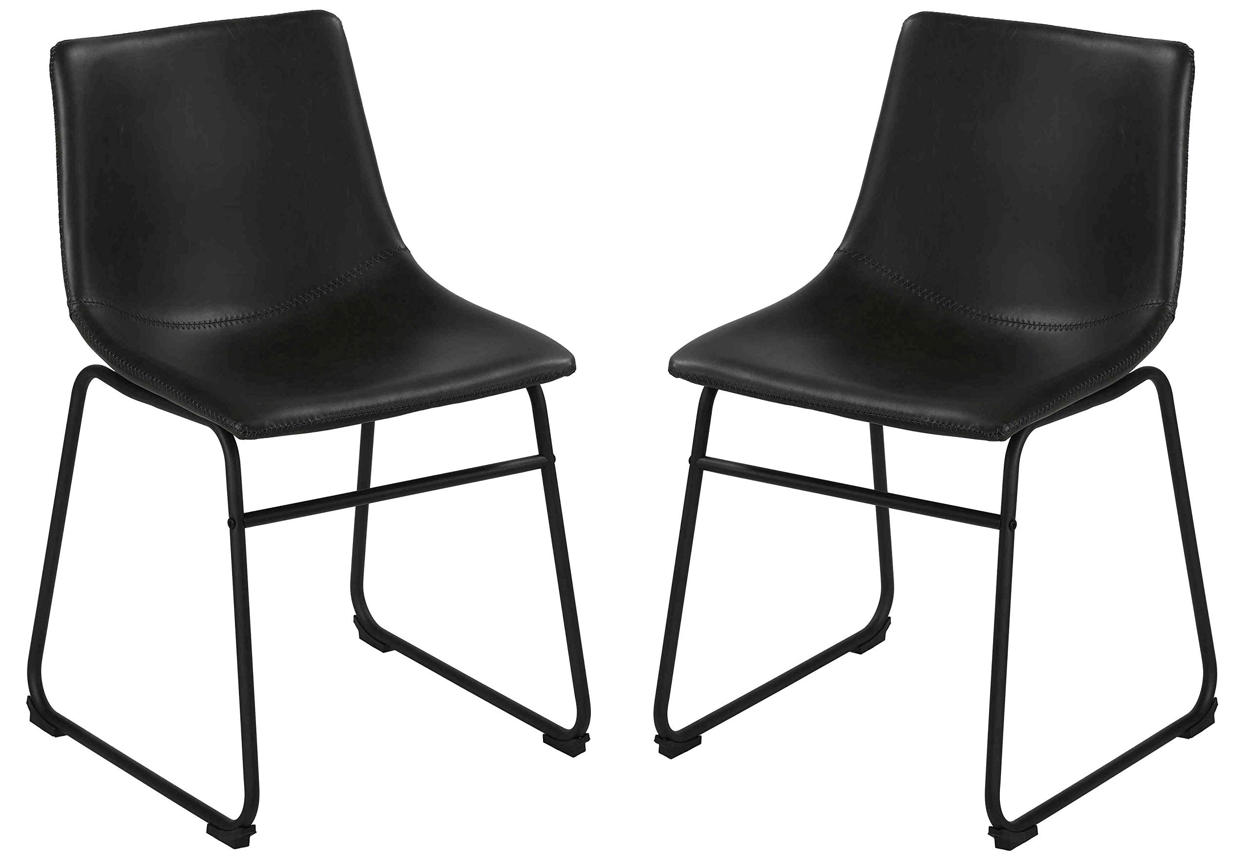 Distressed Black Faux Leather Casablanca Dining Chairs (Set of 2) by Cortesi Home - Perfect for Modern Farmhouse, Industrial & Contemporary Dining Rooms