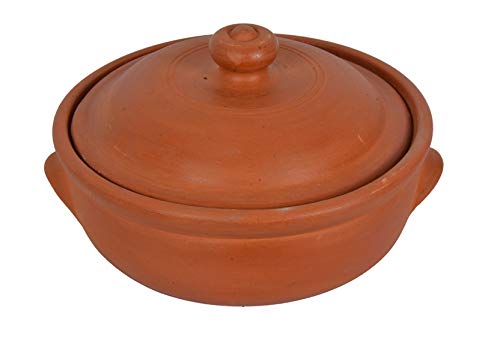 Traditional Earthen Clay Cooking Pot - 2.5 QT (2500 ML) Handmade Village Decor for Stovetop & Oven - Perfect for Stews, Soups & Slow Cooking