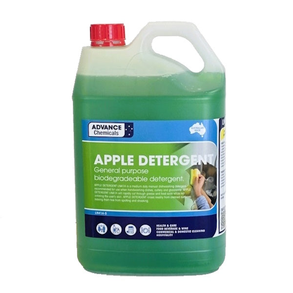 Advanced Chemicals Apple Scented Dishwashing Liquid Detergent - 5L (1.32 Gallon) Bulk Refill for Commercial & Home Use - Perfect for Restaurants, Kitchens, and Dishwashing Stations