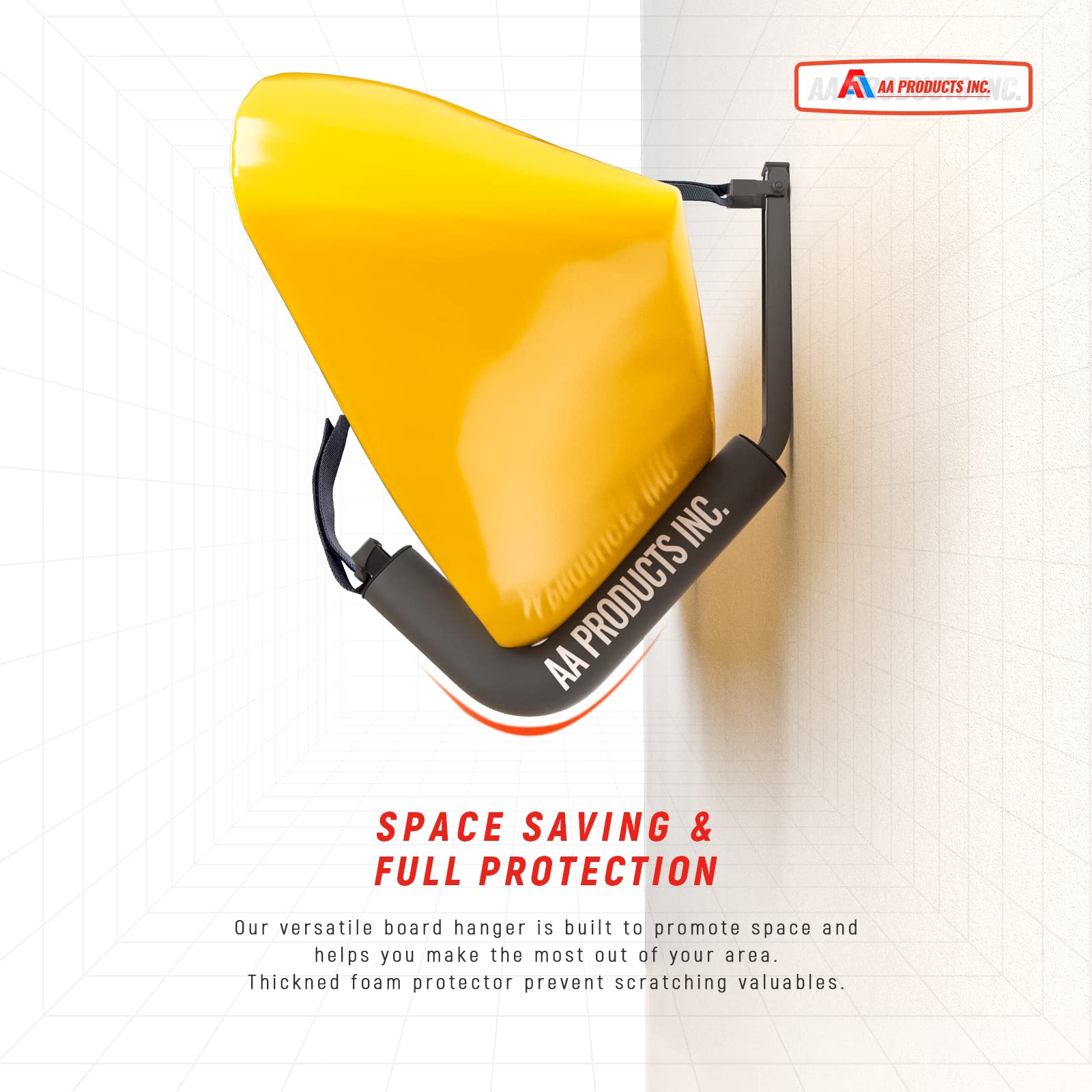 AA Products Heavy Duty Kayak Storage Wall Mount Racks - Set of 2 for Canoe, Kayak & Paddle Board Organization - Space Saving Garage or Outdoor Wall Hanging Hooks for Water Sports Equipment