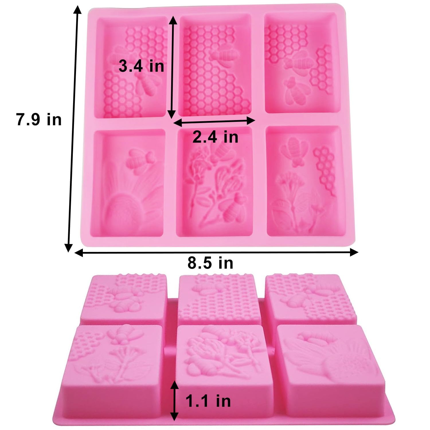 METLUCK 3 Pack Bee Silicone Molds - Reusable Honeycomb Soap Molds for DIY Soap Making, Lotion Bars, Candles, Resin Art, Chocolate & Desserts | Perfect for Home Crafting, Bath Bombs, and Party Favors