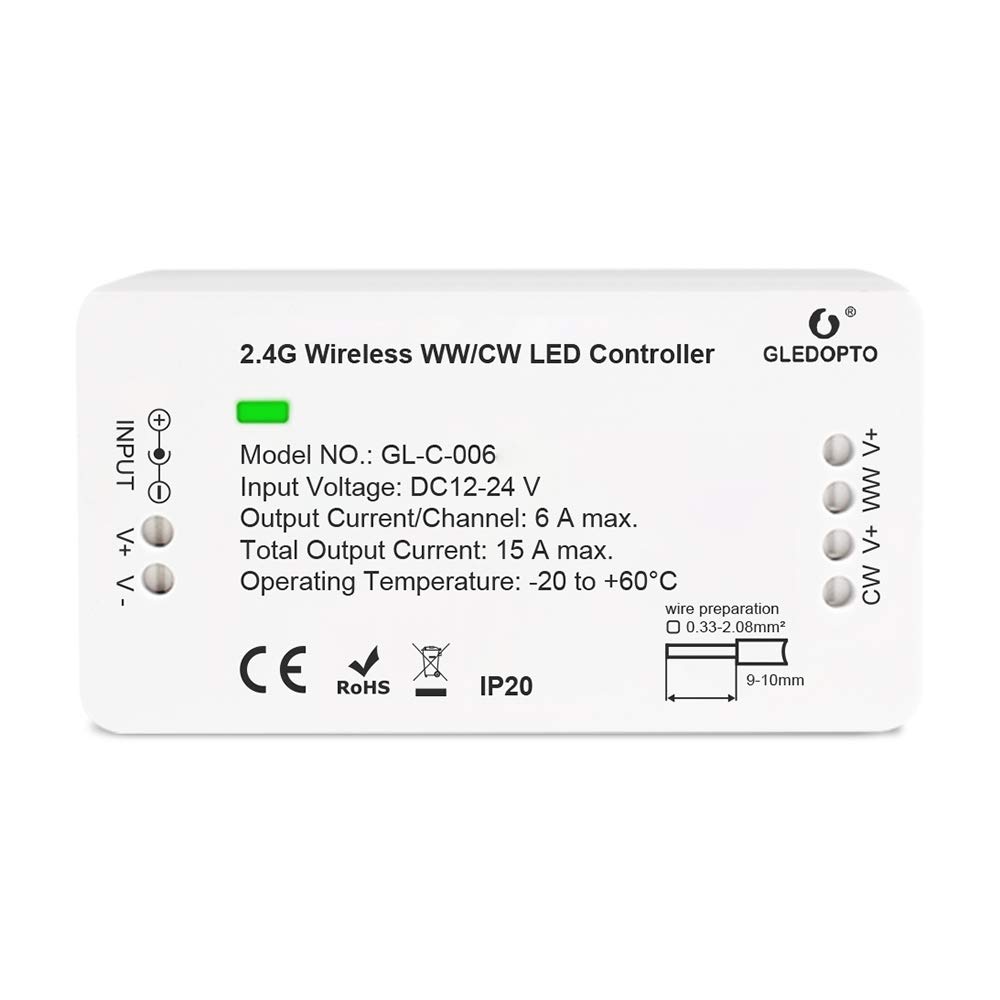Zigbee Smart LED Strip Light Controller - Dual White, Compatible with Amazon Echo Plus, Works with 12-24V DC LED Strips - Perfect for Home Theater, Bedroom, and Party Lighting