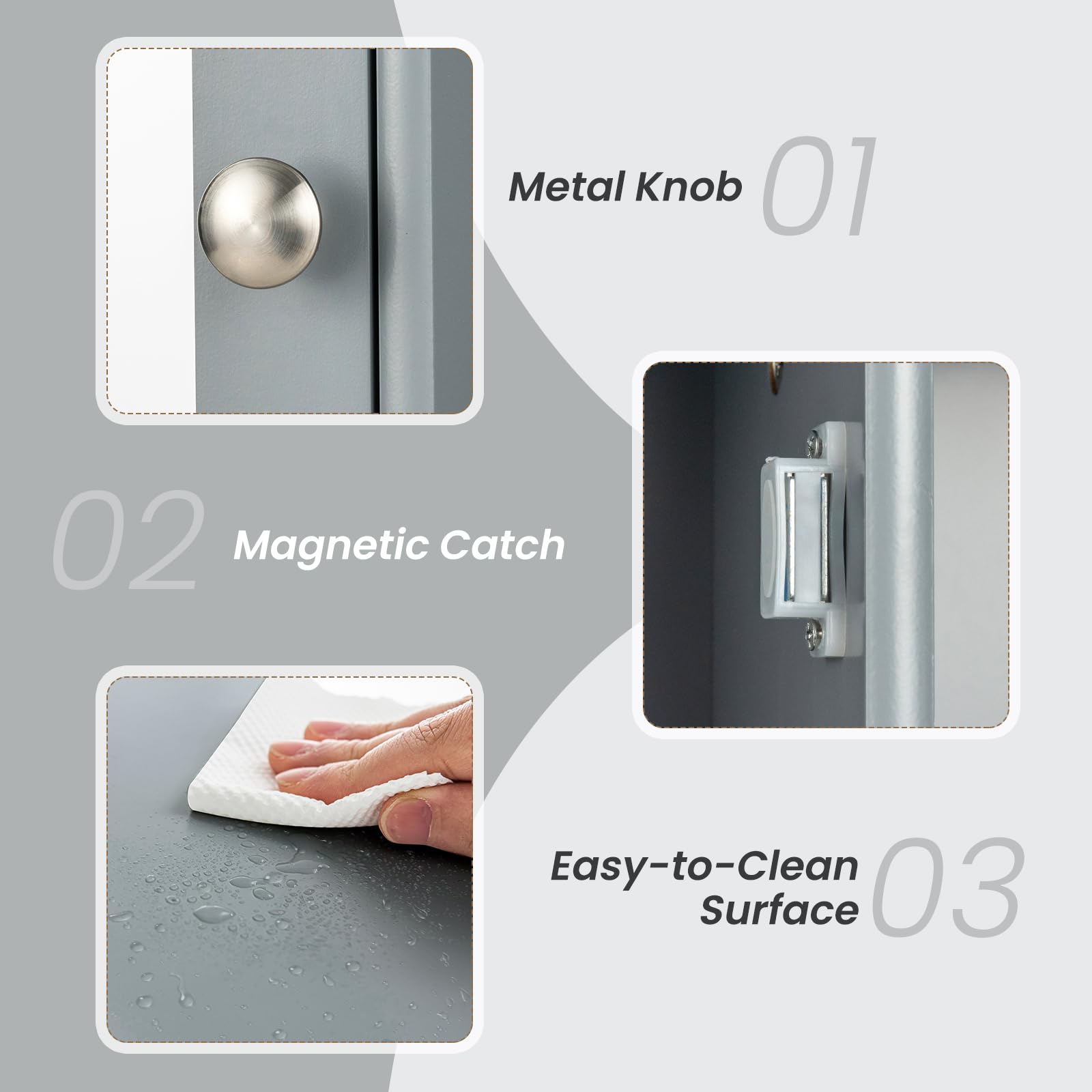 Tangkula Wall Mounted Bathroom Medicine Cabinet with Mirror Door - Adjustable Shelves, Removable Storage for Bathroom, Living Room & Laundry Room - Space Saving Grey Wooden Cabinet (Perfect for Small Spaces & Organized Storage)