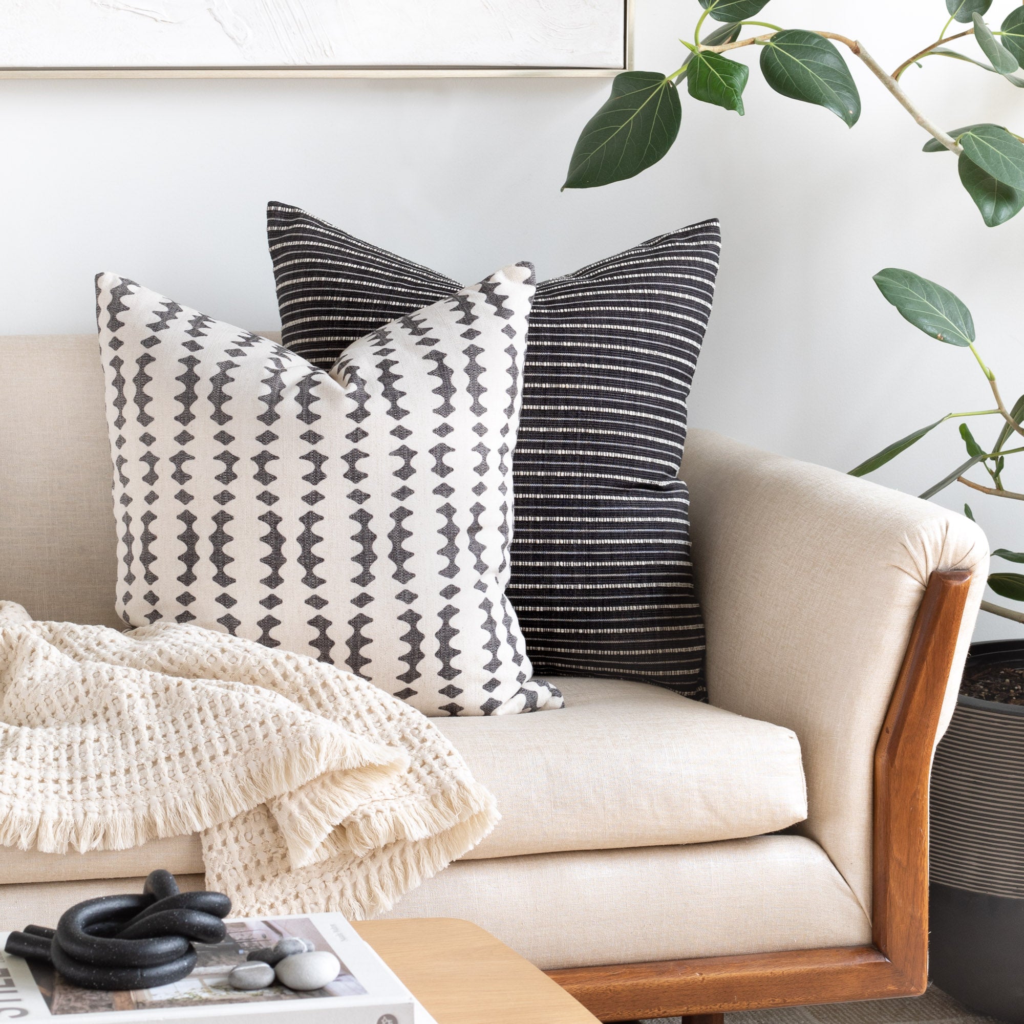 Helmi 20x20 Inch Decorative Throw Pillow Cover - Soft Charcoal Gray Cushion for Sofa, Bed & Home Decor