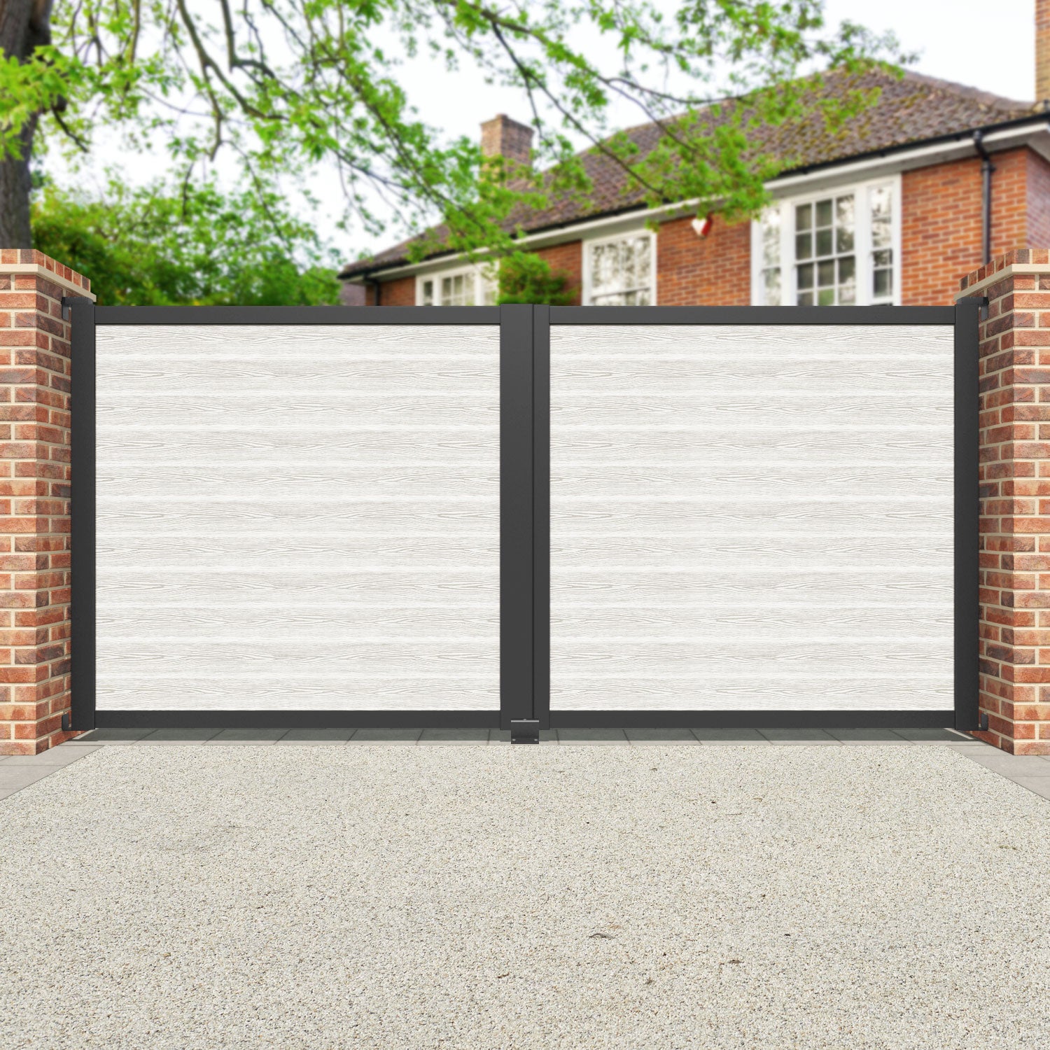 Classic Light Stone Straight Top Driveway Gate - Durable & Stylish Outdoor Entry Solution for Homes, Estates & Commercial Properties