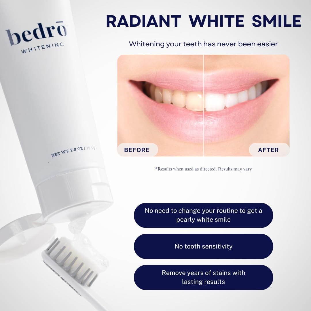 Bedro Teeth Whitening Gel - 3.8% Peroxide Formula for Daily Use | Enamel Safe, Non-Sensitive Whitening Treatment | TSA Approved Travel Size | Perfect for Home Use & Travel Whitening Routine