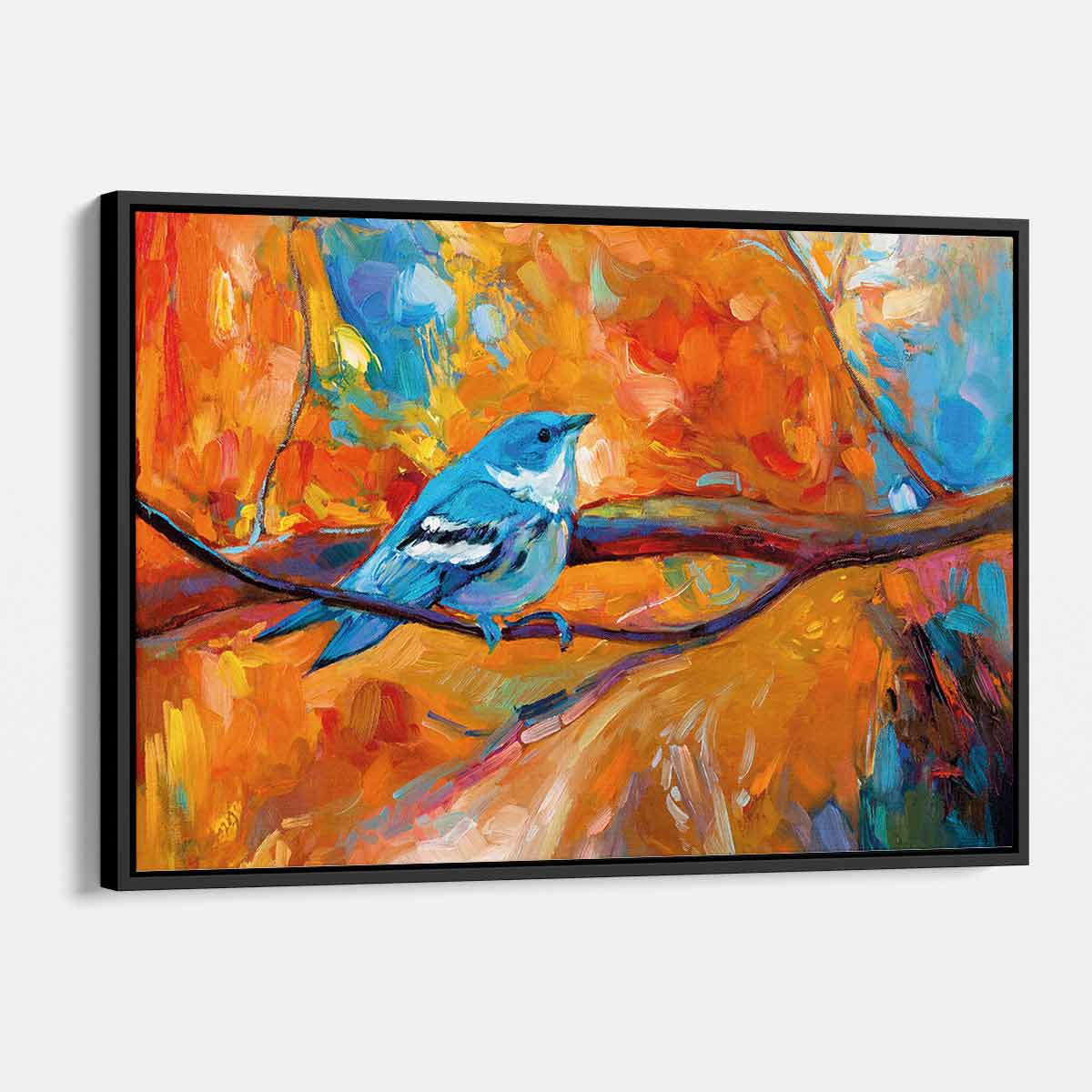 Orange Tree With Blue Bird Wall Art Canvas 0645 - Hand Painted Nature Landscape Painting - Perfect for Living Room, Bedroom & Office Decor