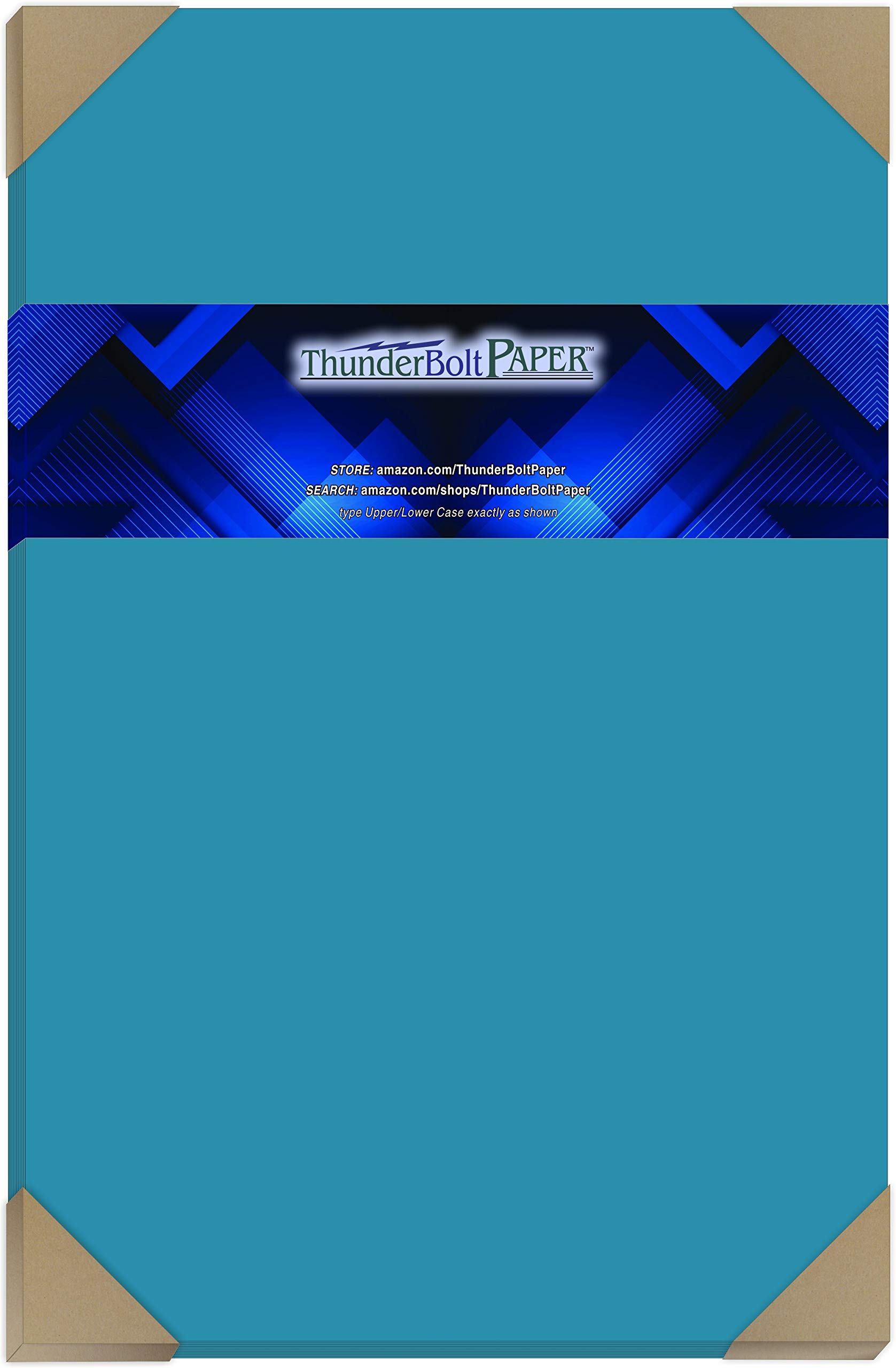 50 Bright Aqua Blue Cardstock Sheets - 65lb Cover Paper (12