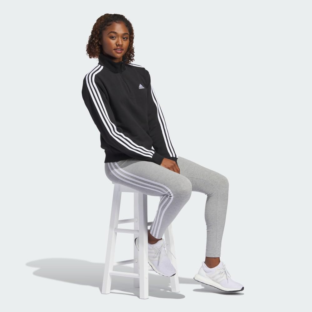 adidas Women's Essentials 3-Stripes Quarter-Zip Sweatshirt | Athletic Pullover for Running, Yoga & Casual Wear | Lightweight Fleece Jacket for Gym & Outdoor Activities
