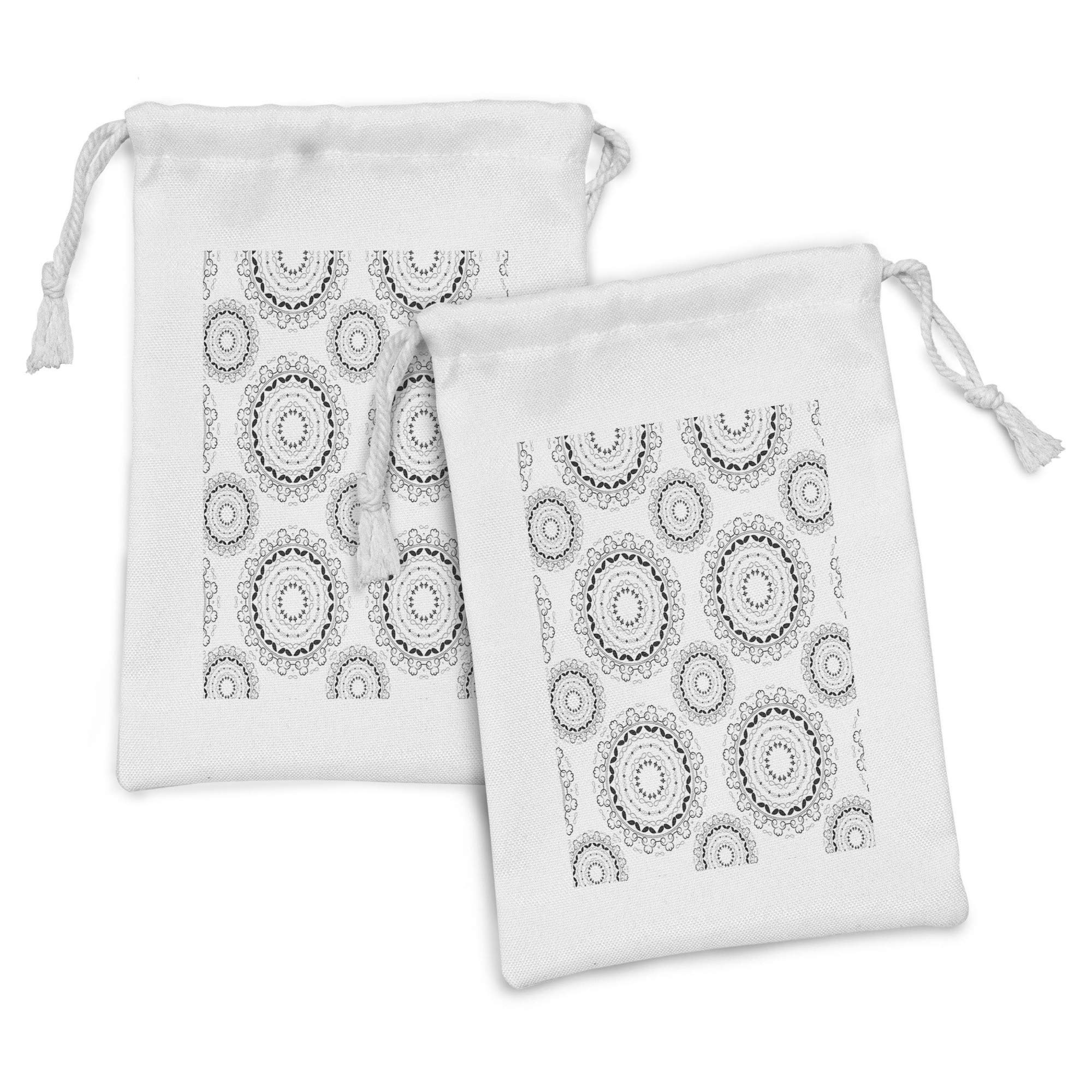 Ambesonne Victorian Fabric Pouch Set of 2 - Vintage Universe Symbol Circle Art Drawstring Bags (9